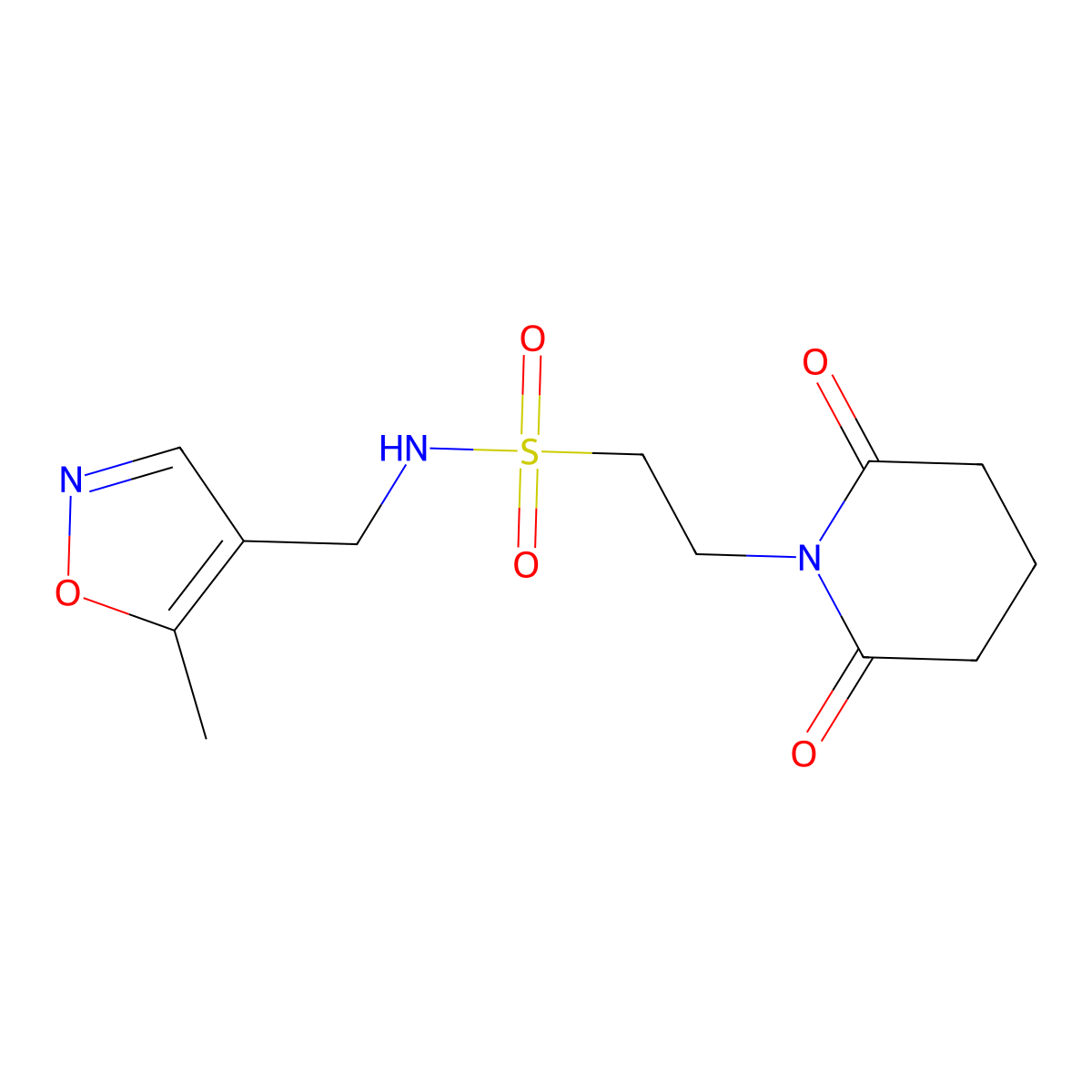 2-(2,6-dioxopiperidin-1-yl)-N-((5-methylisoxazol-4-yl)methyl)ethanesulfonamide molecular structure, CAS 2034404-75-4