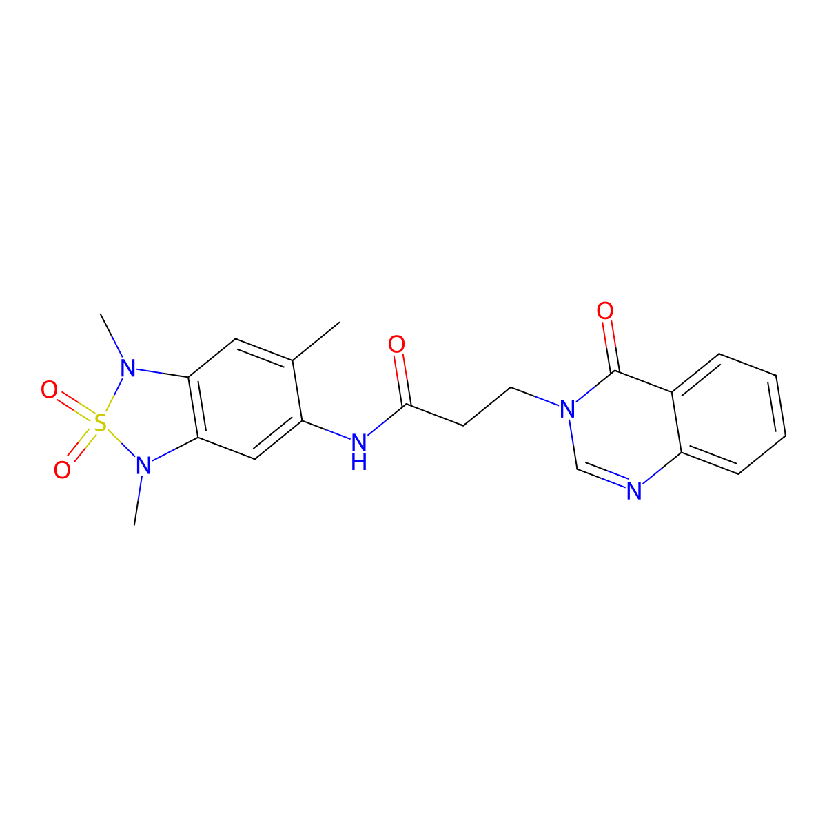 3-(4-oxoquinazolin-3(4H)-yl)-N-(1,3,6-trimethyl-2,2-dioxido-1,3-dihydrobenzo[c][1,2,5]thiadiazol-5-yl)propanamide molecular structure, CAS 2034404-76-5