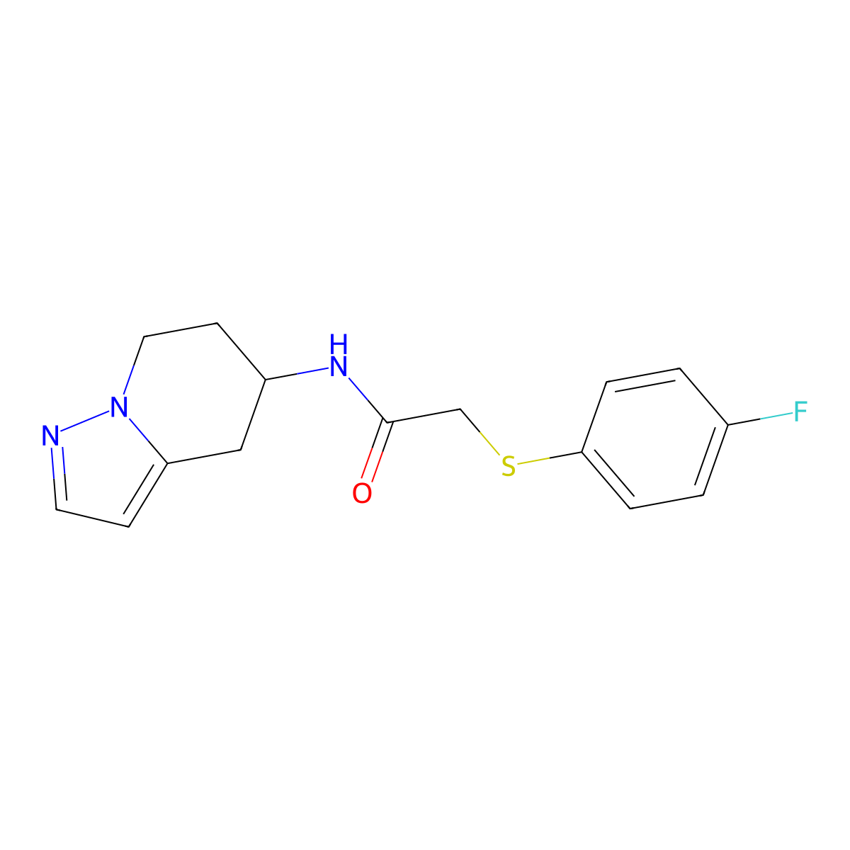 2-((4-fluorophenyl)thio)-N-(4,5,6,7-tetrahydropyrazolo[1,5-a]pyridin-5-yl)acetamide molecular structure, CAS 2034404-78-7