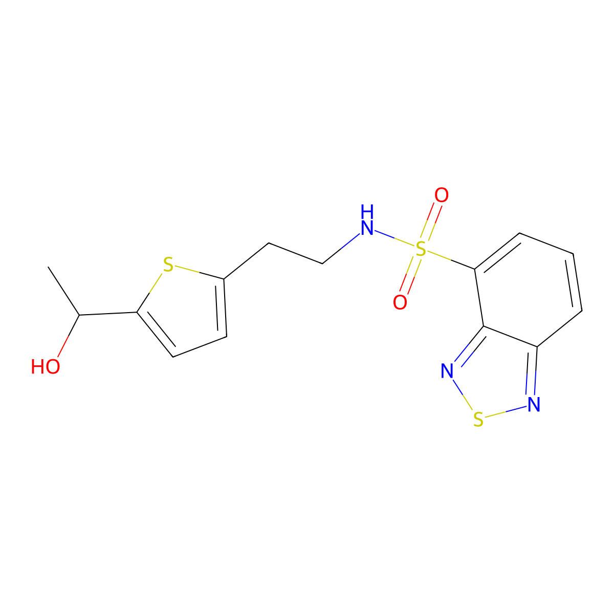 N-(2-(5-(1-hydroxyethyl)thiophen-2-yl)ethyl)benzo[c][1,2,5]thiadiazole-4-sulfonamide molecular structure, CAS 2034404-86-7