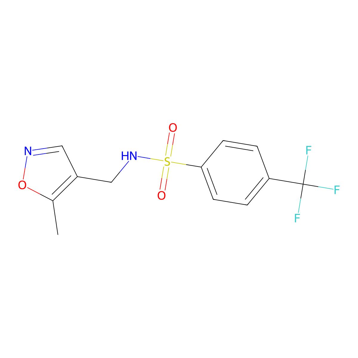 N-((5-methylisoxazol-4-yl)methyl)-4-(trifluoromethyl)benzenesulfonamide molecular structure, CAS 2034404-89-0