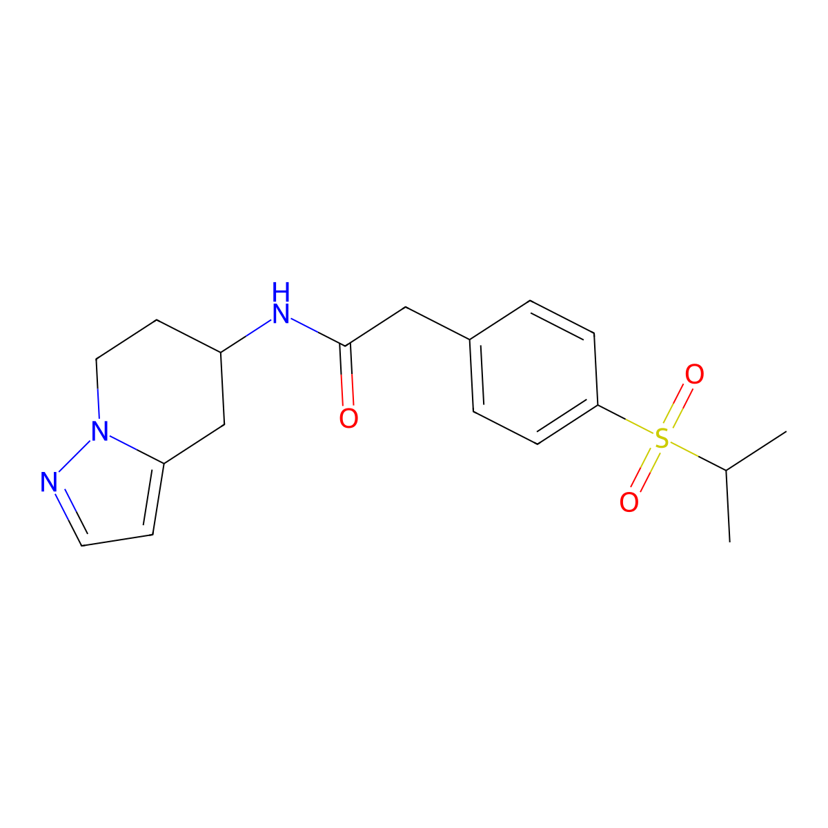 2-(4-(isopropylsulfonyl)phenyl)-N-(4,5,6,7-tetrahydropyrazolo[1,5-a]pyridin-5-yl)acetamide molecular structure, CAS 2034404-90-3
