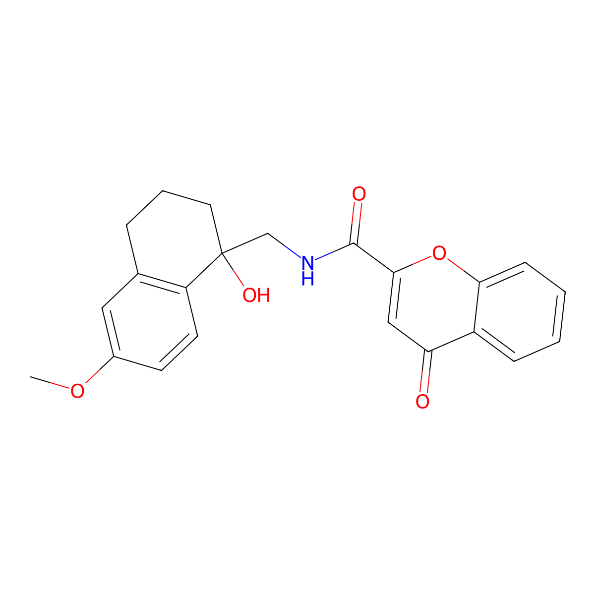 N-[(1-hydroxy-6-methoxy-1,2,3,4-tetrahydronaphthalen-1-yl)methyl]-4-oxo-4H-chromene-2-carboxamide molecular structure, CAS 2034404-91-4