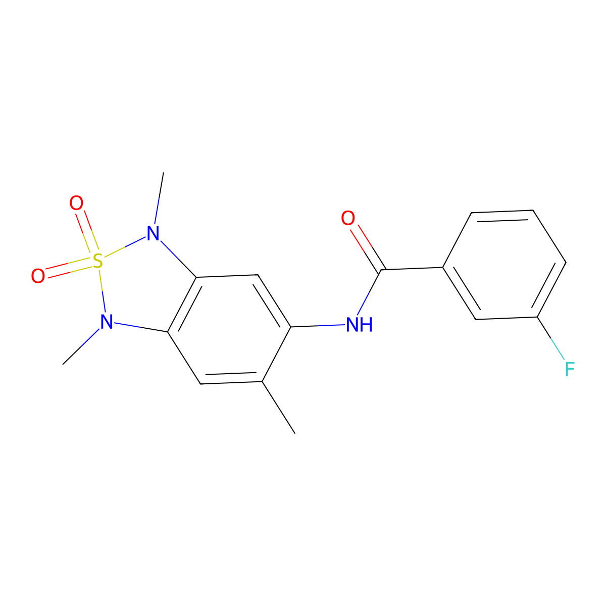 3-fluoro-N-(1,3,6-trimethyl-2,2-dioxido-1,3-dihydrobenzo[c][1,2,5]thiadiazol-5-yl)benzamide molecular structure, CAS 2034404-92-5