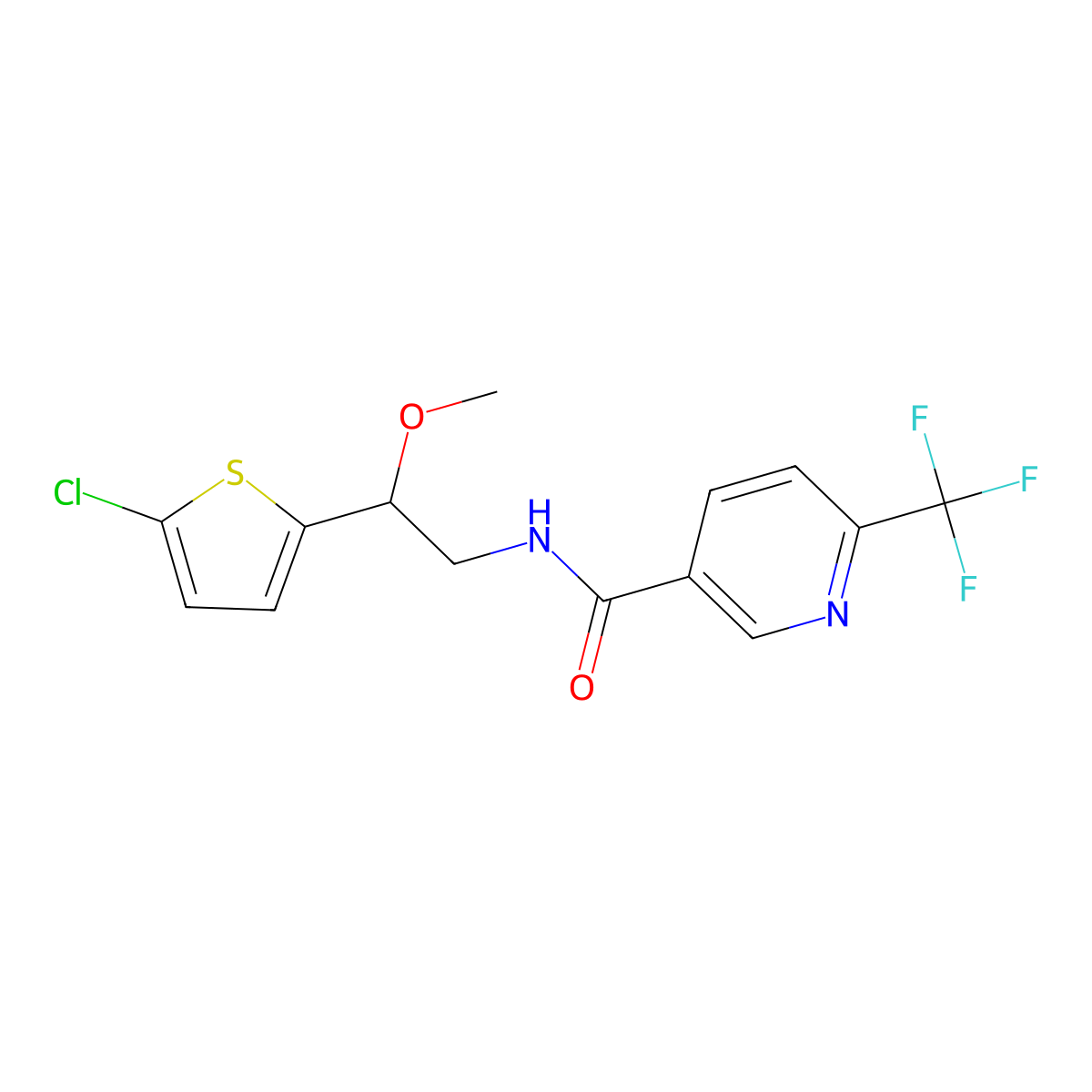 N-(2-(5-chlorothiophen-2-yl)-2-methoxyethyl)-6-(trifluoromethyl)nicotinamide molecular structure, CAS 2034404-93-6
