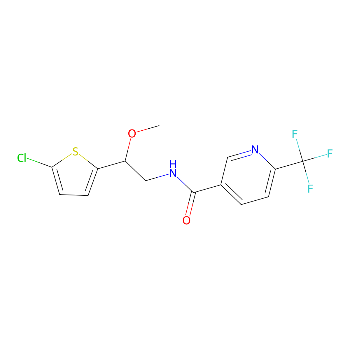 N-(2-(5-chlorothiophen-2-yl)-2-methoxyethyl)-6-(trifluoromethyl)nicotinamide molecular structure, CAS 2034404-93-6