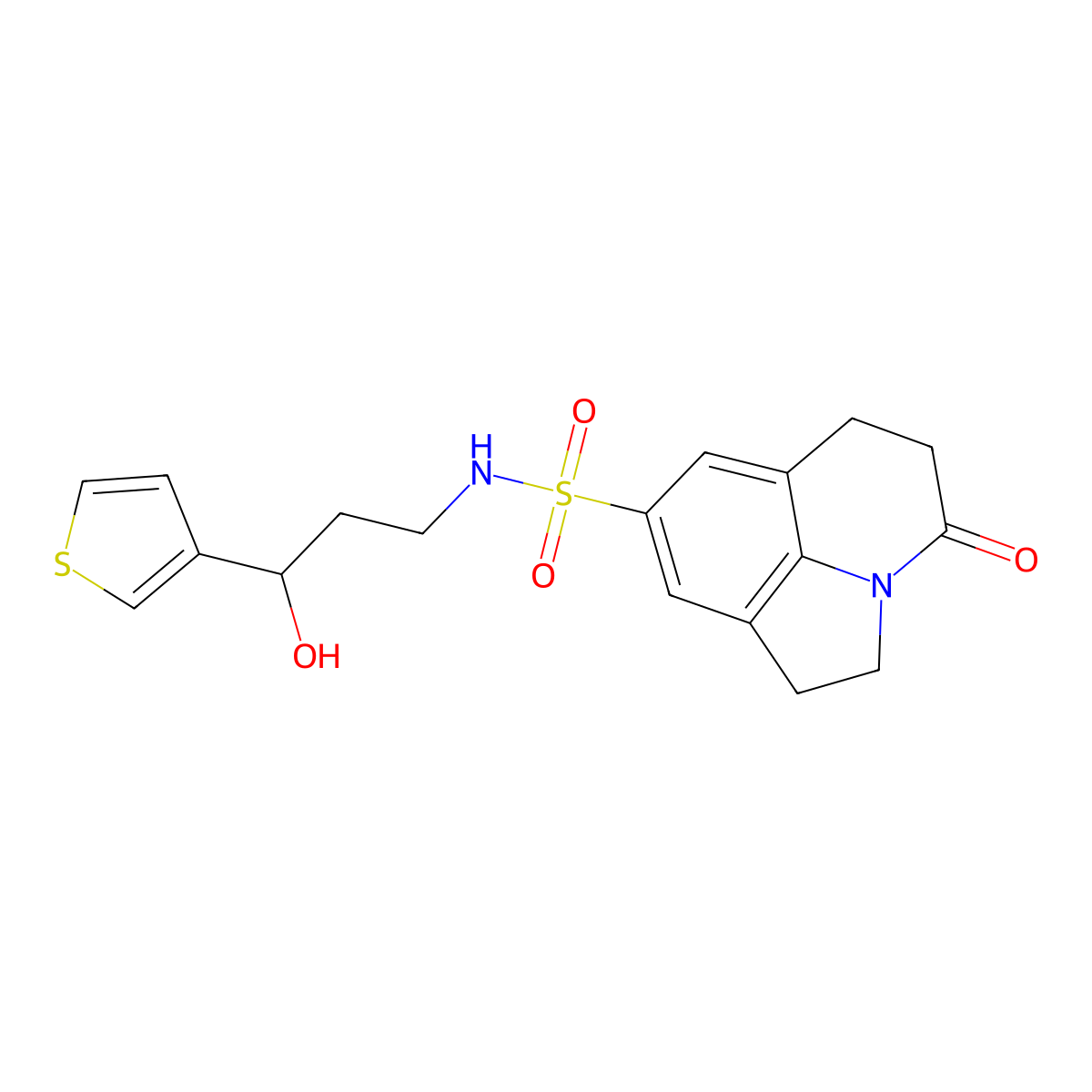 N-(3-hydroxy-3-(thiophen-3-yl)propyl)-4-oxo-2,4,5,6-tetrahydro-1H-pyrrolo[3,2,1-ij]quinoline-8-sulfonamide molecular structure, CAS 2034404-94-7
