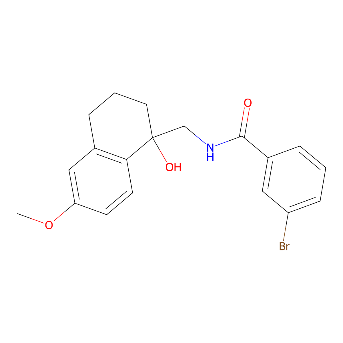 3-bromo-N-((1-hydroxy-6-methoxy-1,2,3,4-tetrahydronaphthalen-1-yl)methyl)benzamide molecular structure, CAS 2034404-97-0