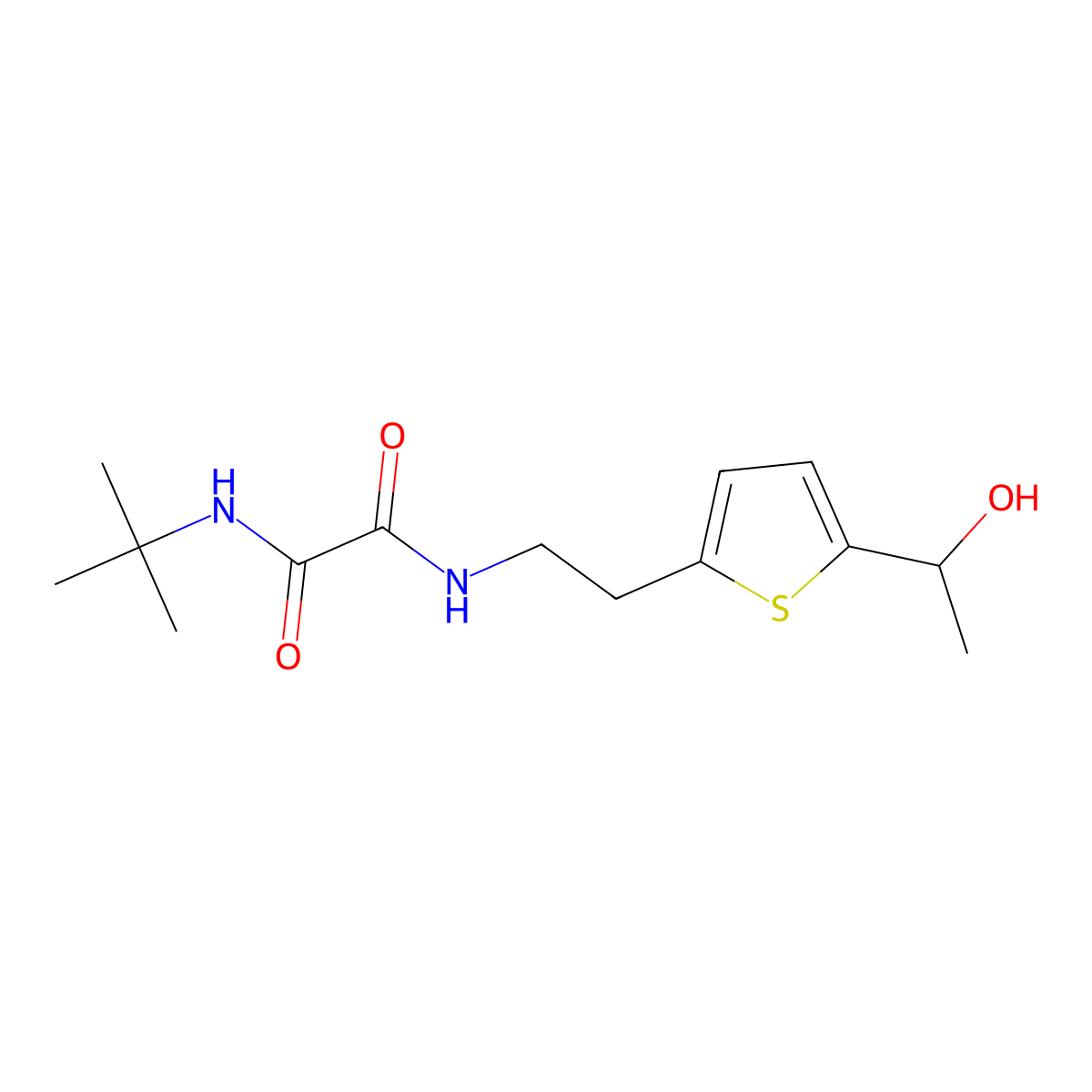 N1-(tert-butyl)-N2-(2-(5-(1-hydroxyethyl)thiophen-2-yl)ethyl)oxalamide molecular structure, CAS 2034404-98-1