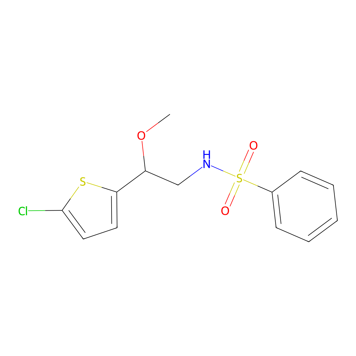 N-[2-(5-chlorothiophen-2-yl)-2-methoxyethyl]benzenesulfonamide molecular structure, CAS 2034405-00-8
