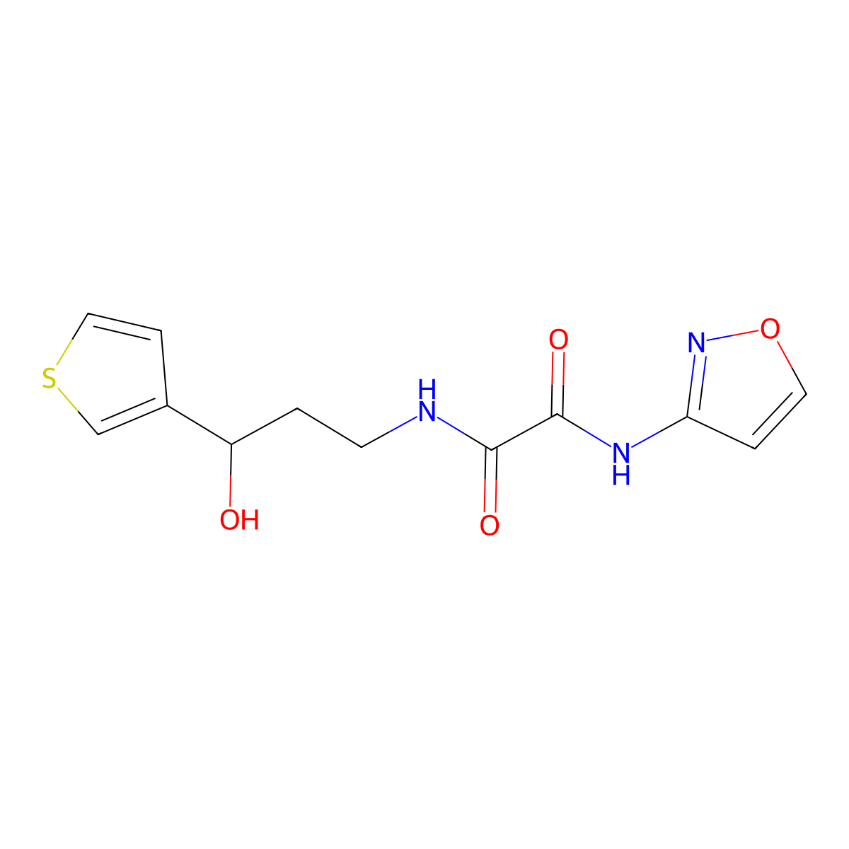 N1-(3-hydroxy-3-(thiophen-3-yl)propyl)-N2-(isoxazol-3-yl)oxalamide molecular structure, CAS 2034405-01-9