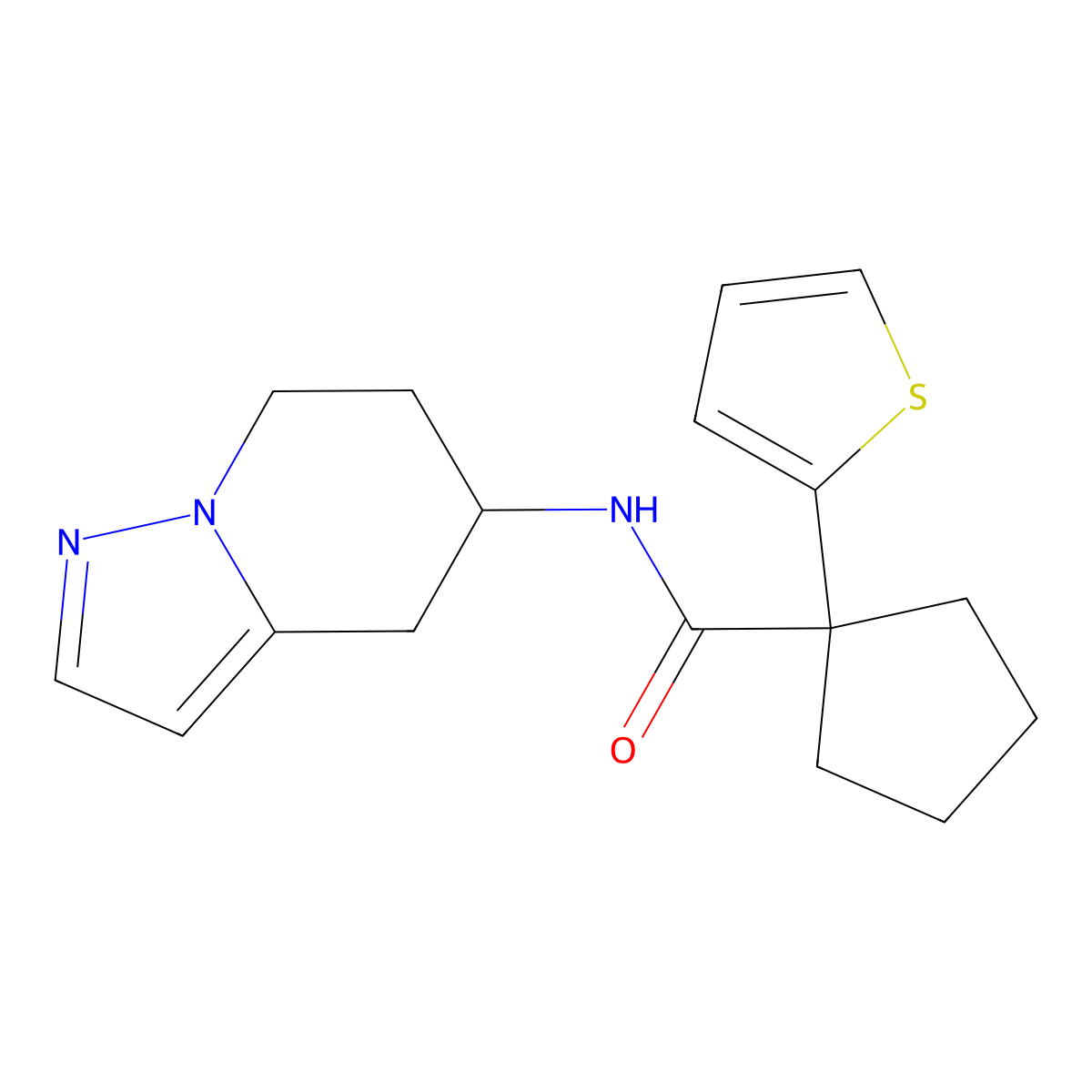 N-(4,5,6,7-tetrahydropyrazolo[1,5-a]pyridin-5-yl)-1-(thiophen-2-yl)cyclopentanecarboxamide molecular structure, CAS 2034405-02-0