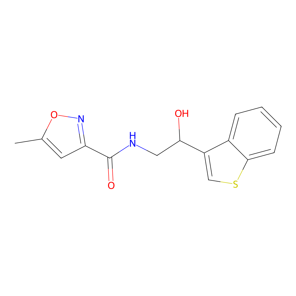 N-(2-(benzo[b]thiophen-3-yl)-2-hydroxyethyl)-5-methylisoxazole-3-carboxamide molecular structure, CAS 2034405-04-2