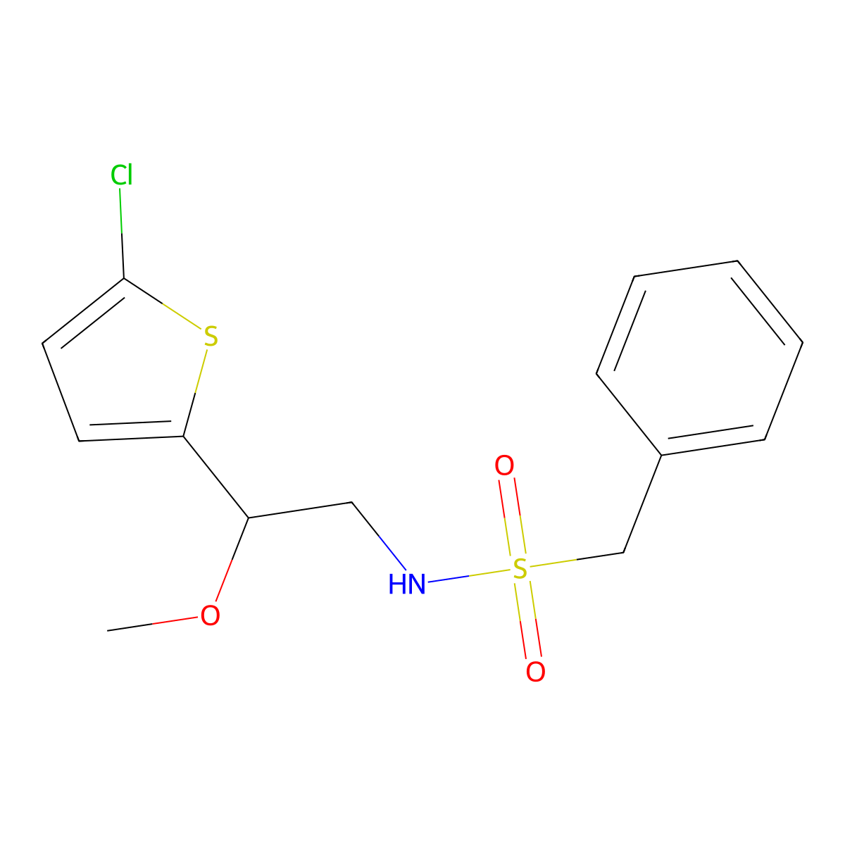 N-[2-(5-chlorothiophen-2-yl)-2-methoxyethyl]-1-phenylmethanesulfonamide molecular structure, CAS 2034405-11-1