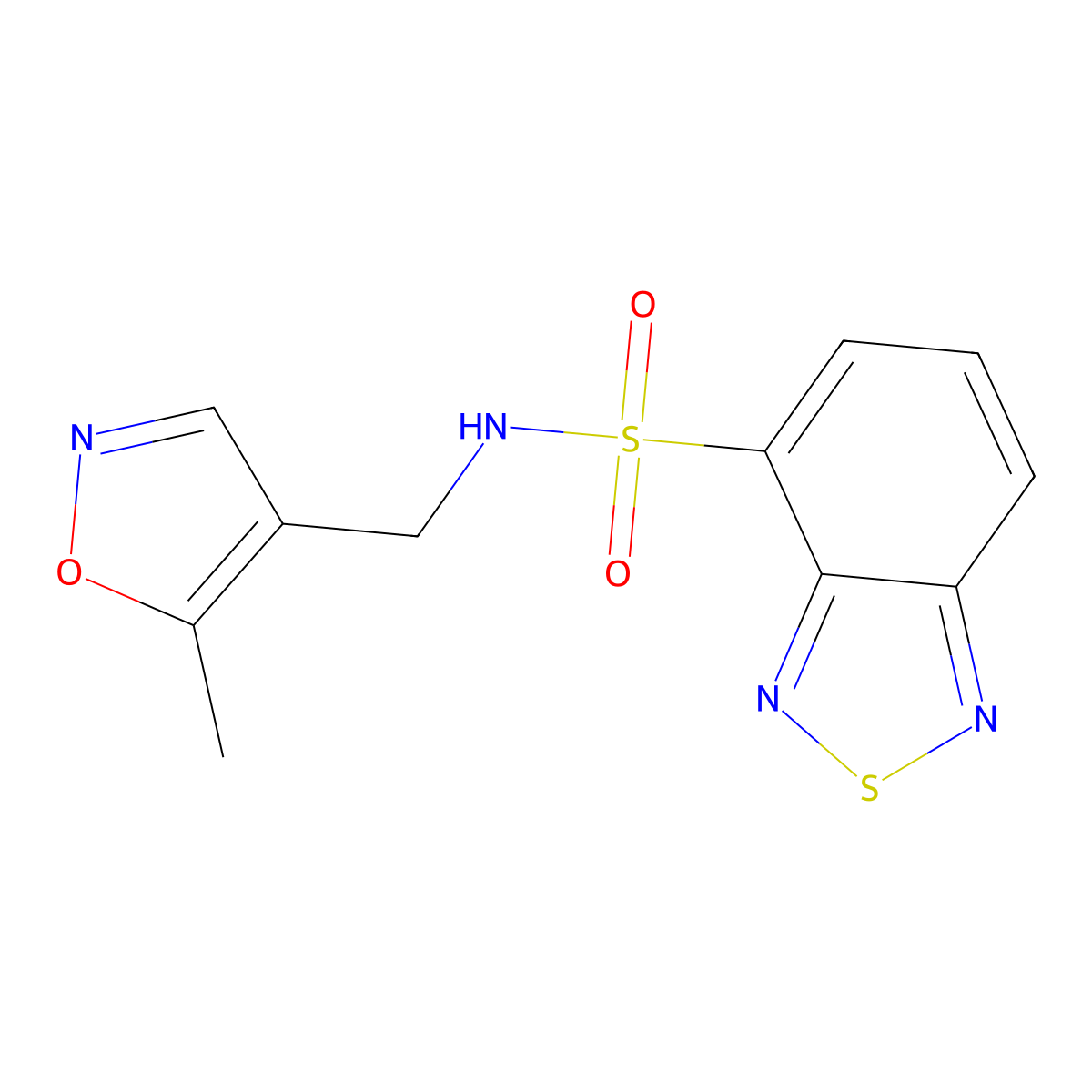N-((5-methylisoxazol-4-yl)methyl)benzo[c][1,2,5]thiadiazole-4-sulfonamide molecular structure, CAS 2034405-12-2