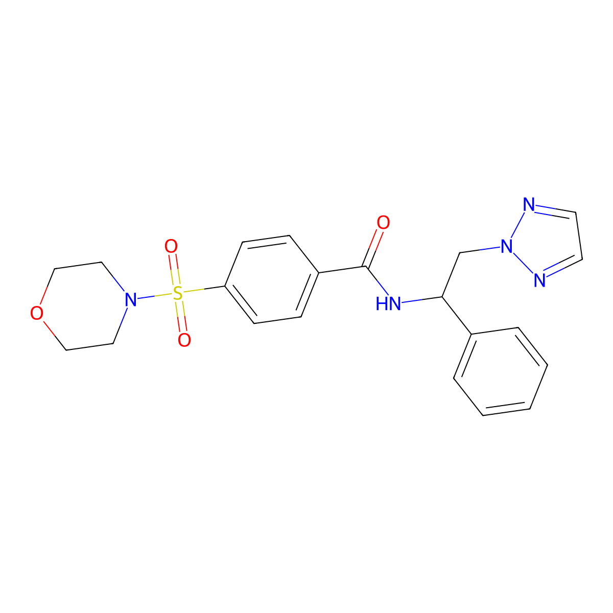 4-(morpholinosulfonyl)-N-(1-phenyl-2-(2H-1,2,3-triazol-2-yl)ethyl)benzamide molecular structure, CAS 2034405-14-4