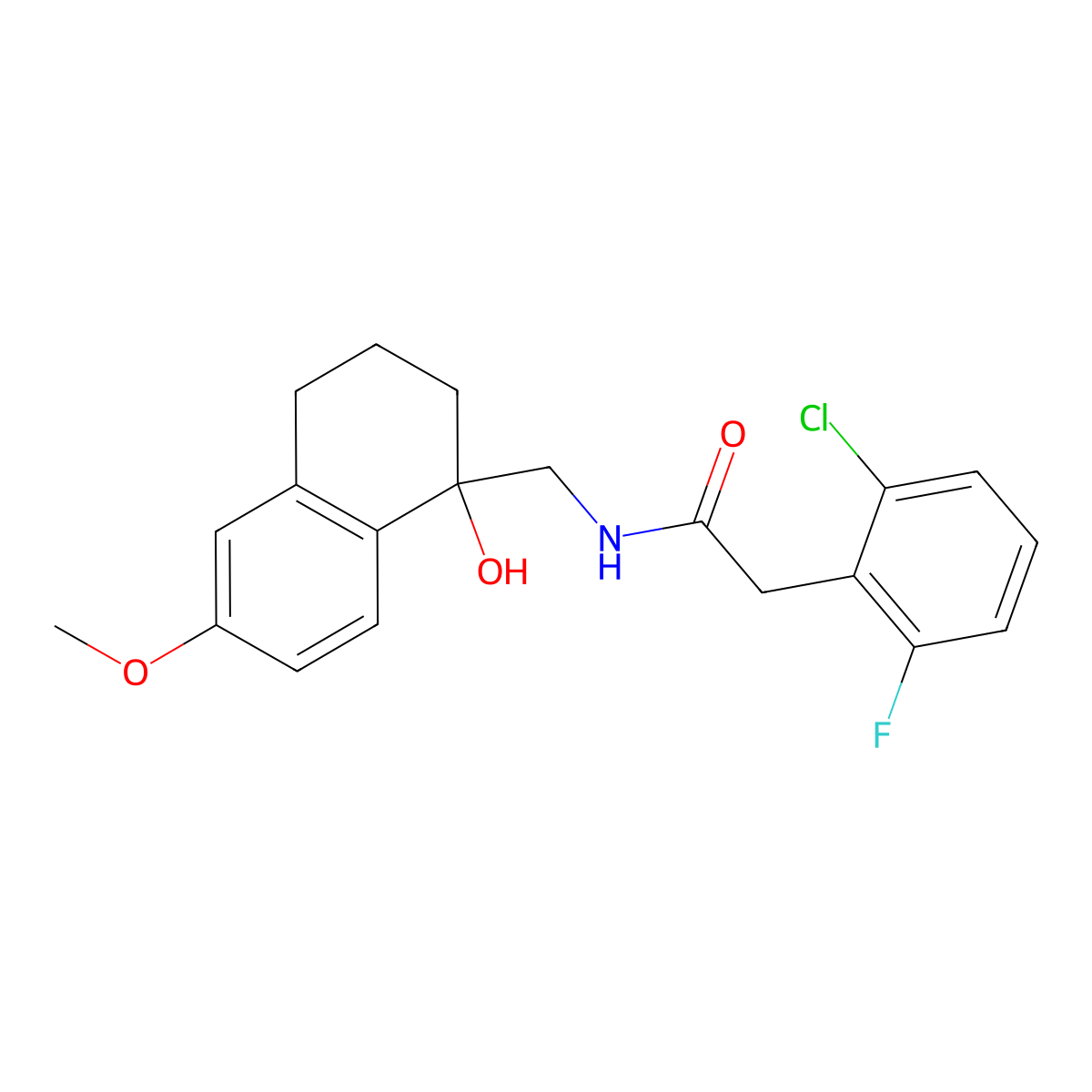 2-(2-chloro-6-fluorophenyl)-N-((1-hydroxy-6-methoxy-1,2,3,4-tetrahydronaphthalen-1-yl)methyl)acetamide molecular structure, CAS 2034405-16-6