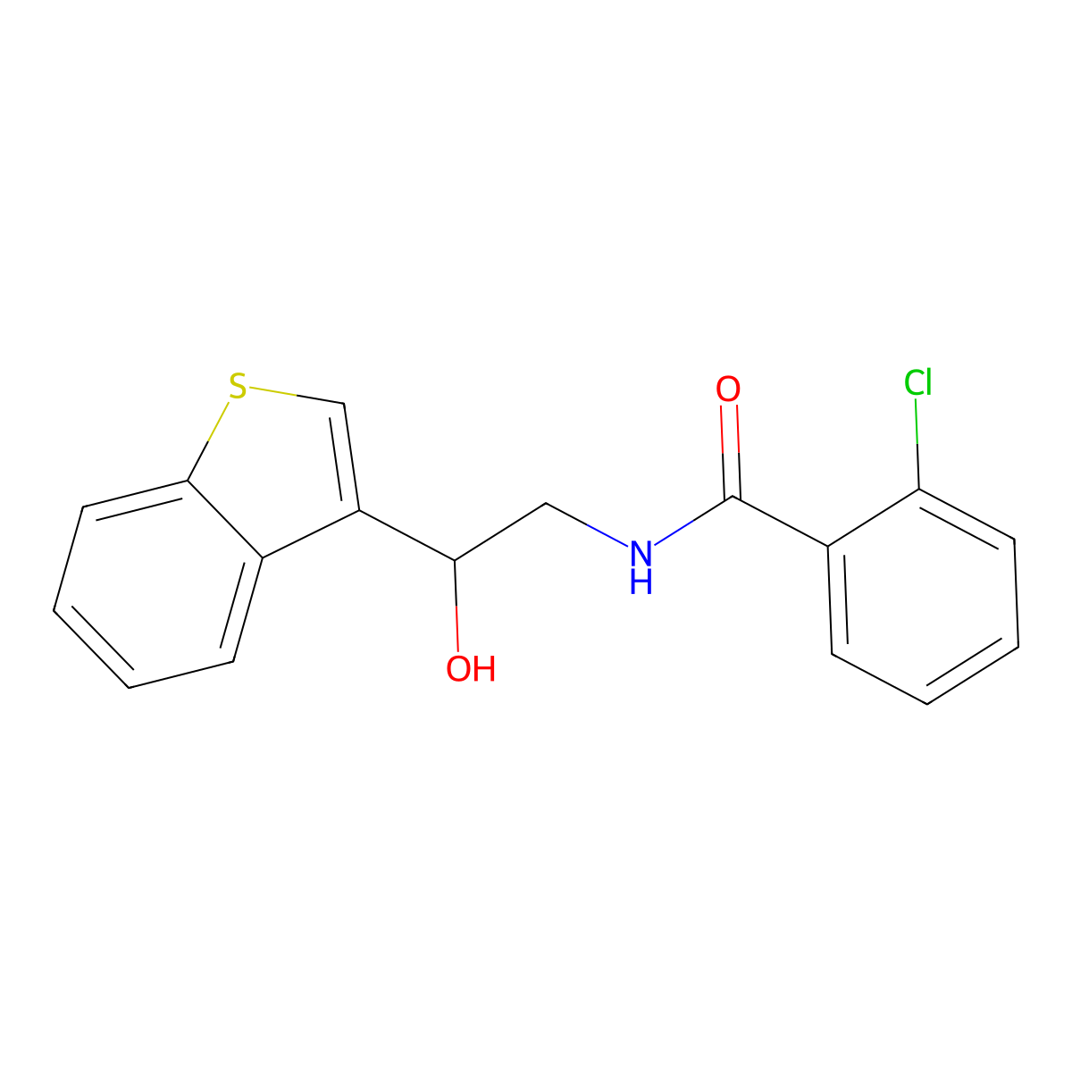 N-(2-(benzo[b]thiophen-3-yl)-2-hydroxyethyl)-2-chlorobenzamide molecular structure, CAS 2034405-17-7