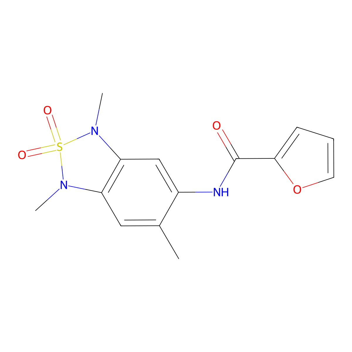 N-(1,3,6-trimethyl-2,2-dioxido-1,3-dihydrobenzo[c][1,2,5]thiadiazol-5-yl)furan-2-carboxamide molecular structure, CAS 2034405-18-8
