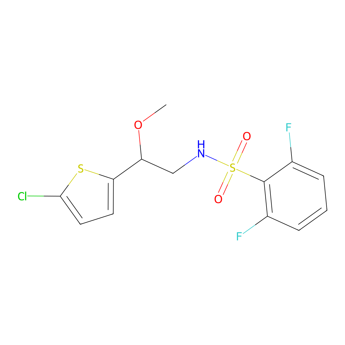N-(2-(5-chlorothiophen-2-yl)-2-methoxyethyl)-2,6-difluorobenzenesulfonamide molecular structure, CAS 2034405-19-9