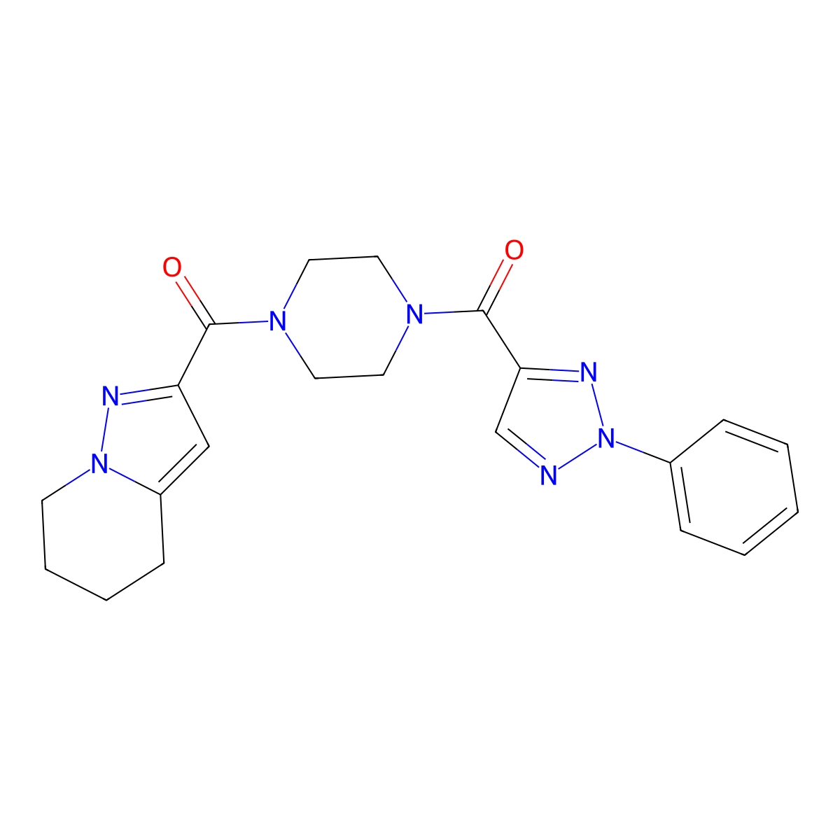 (2-phenyl-2H-1,2,3-triazol-4-yl)(4-(4,5,6,7-tetrahydropyrazolo[1,5-a]pyridine-2-carbonyl)piperazin-1-yl)methanone molecular structure, CAS 2034405-20-2