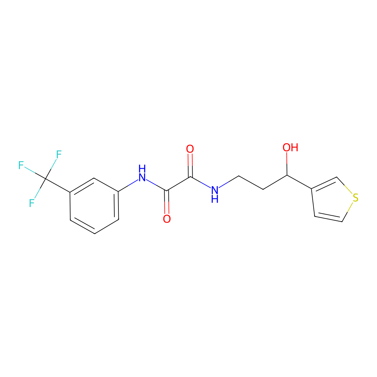 N1-(3-hydroxy-3-(thiophen-3-yl)propyl)-N2-(3-(trifluoromethyl)phenyl)oxalamide molecular structure, CAS 2034405-21-3