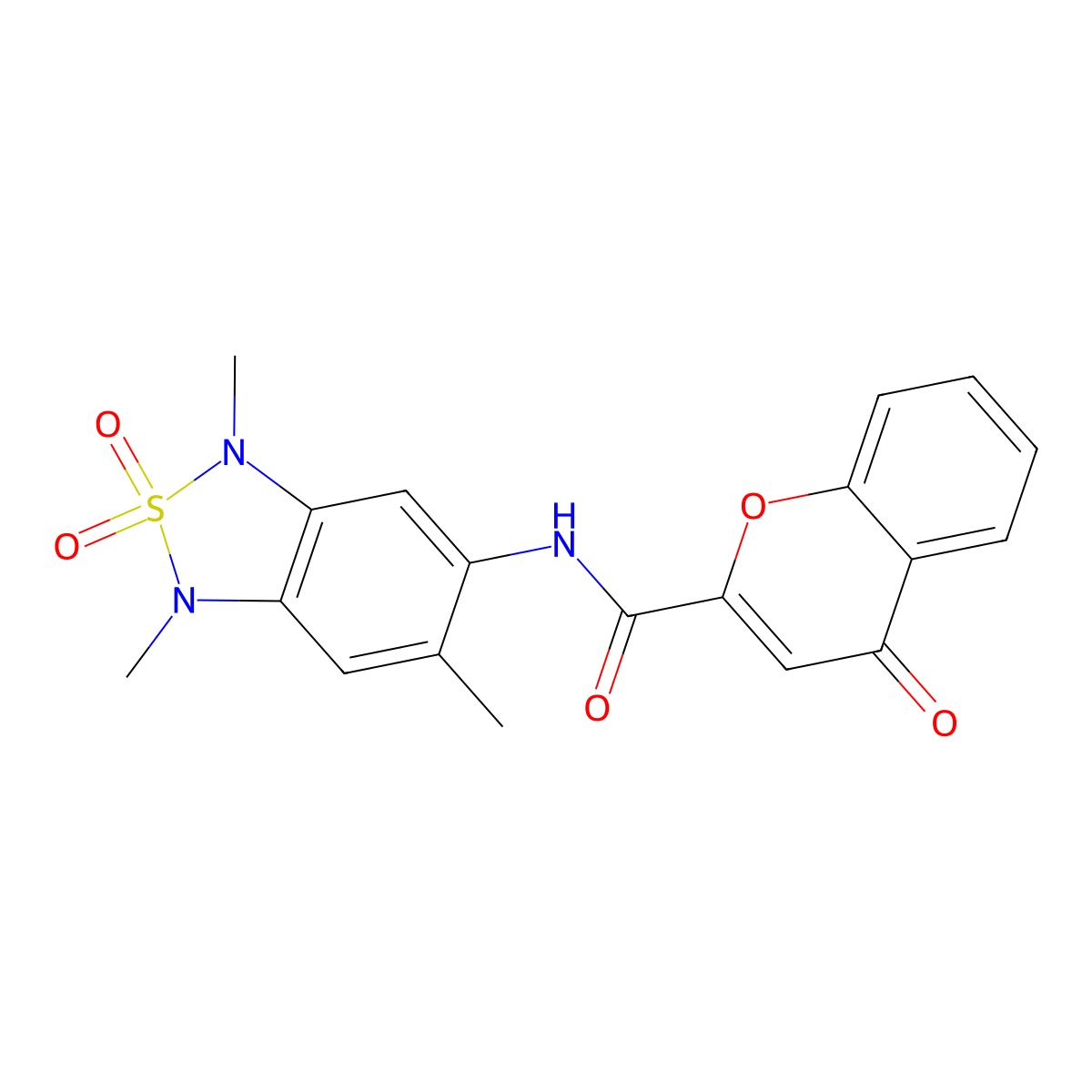 4-oxo-N-(1,3,6-trimethyl-2,2-dioxido-1,3-dihydrobenzo[c][1,2,5]thiadiazol-5-yl)-4H-chromene-2-carboxamide molecular structure, CAS 2034405-22-4