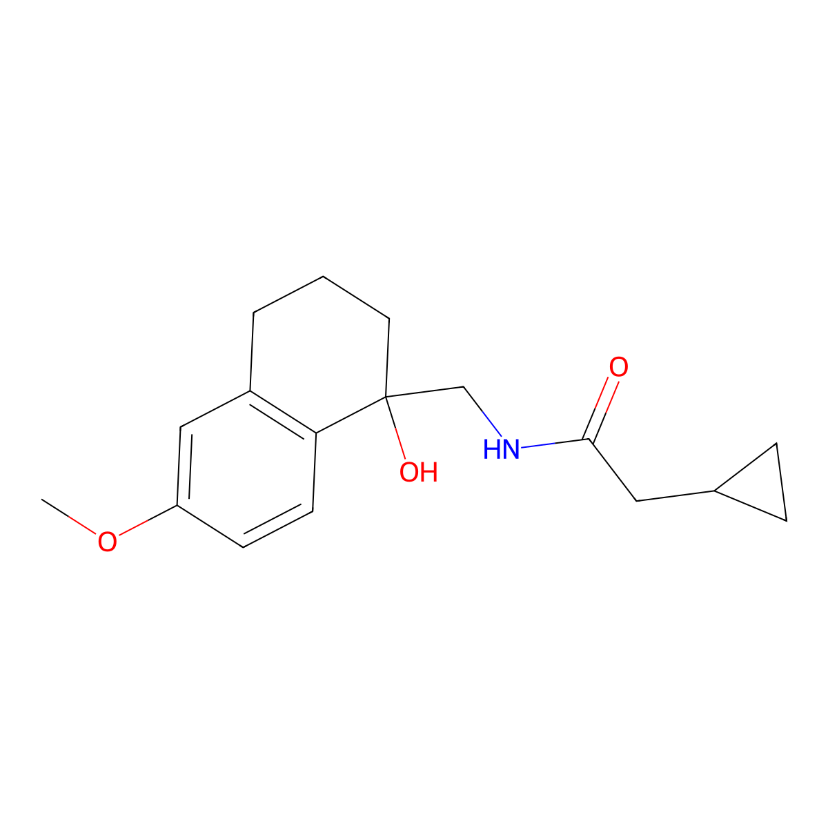 2-cyclopropyl-N-[(1-hydroxy-6-methoxy-1,2,3,4-tetrahydronaphthalen-1-yl)methyl]acetamide molecular structure, CAS 2034405-26-8