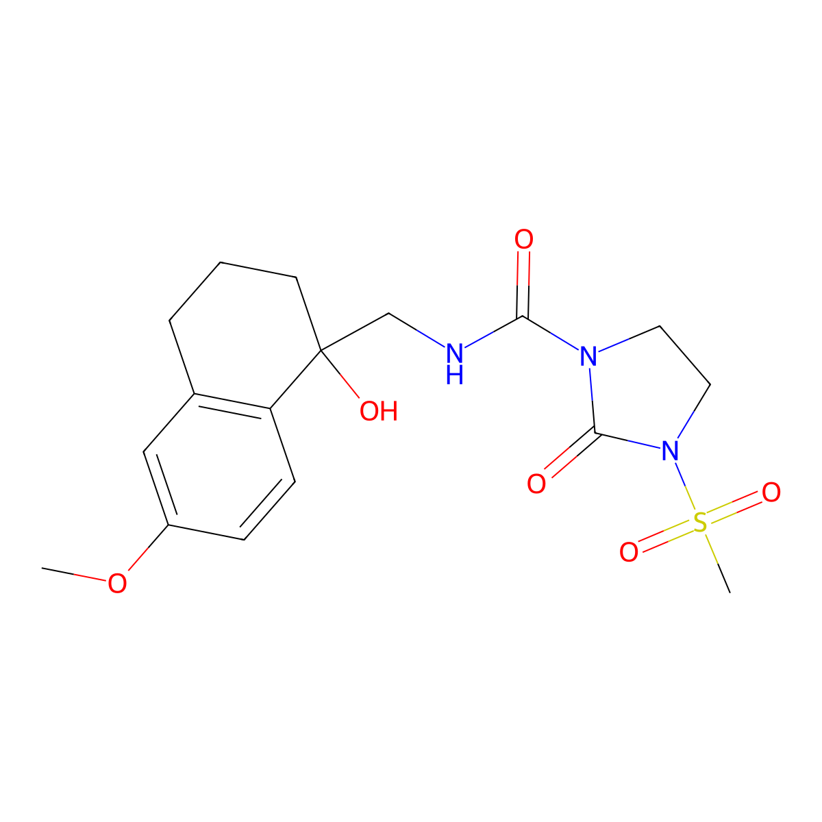 N-((1-hydroxy-6-methoxy-1,2,3,4-tetrahydronaphthalen-1-yl)methyl)-3-(methylsulfonyl)-2-oxoimidazolidine-1-carboxamide molecular structure, CAS 2034405-34-8