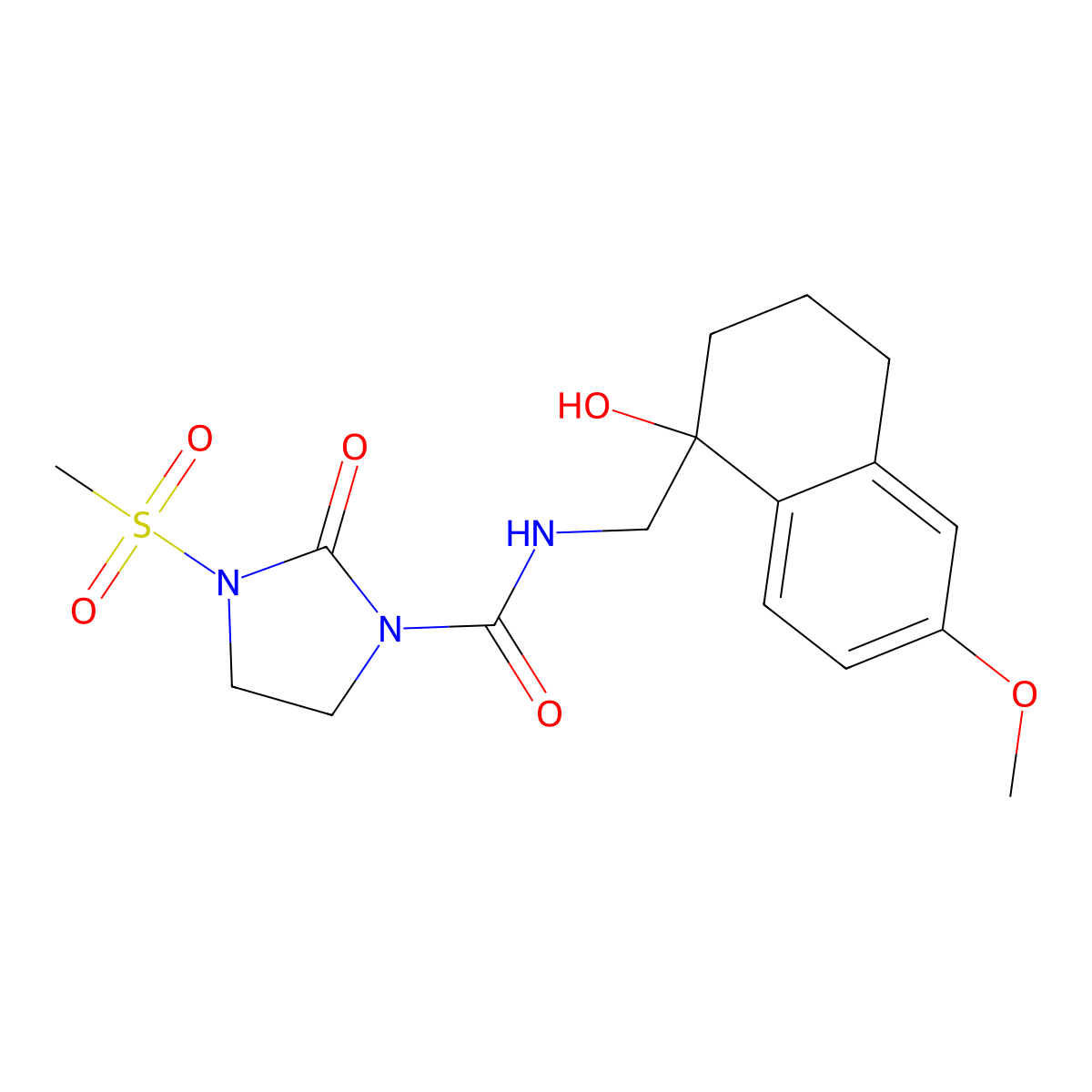 N-((1-hydroxy-6-methoxy-1,2,3,4-tetrahydronaphthalen-1-yl)methyl)-3-(methylsulfonyl)-2-oxoimidazolidine-1-carboxamide molecular structure, CAS 2034405-34-8