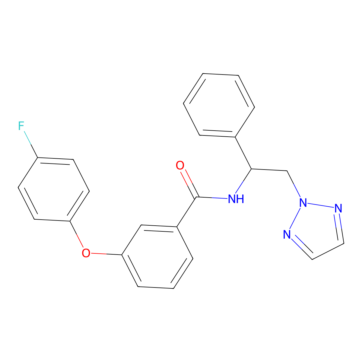 3-(4-fluorophenoxy)-N-(1-phenyl-2-(2H-1,2,3-triazol-2-yl)ethyl)benzamide molecular structure, CAS 2034405-38-2