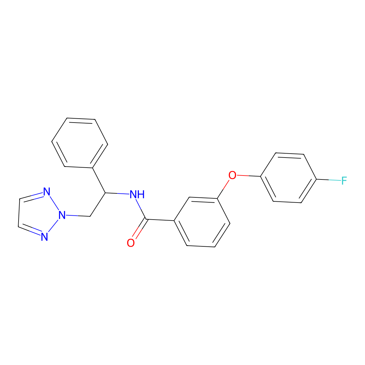 3-(4-fluorophenoxy)-N-(1-phenyl-2-(2H-1,2,3-triazol-2-yl)ethyl)benzamide molecular structure, CAS 2034405-38-2