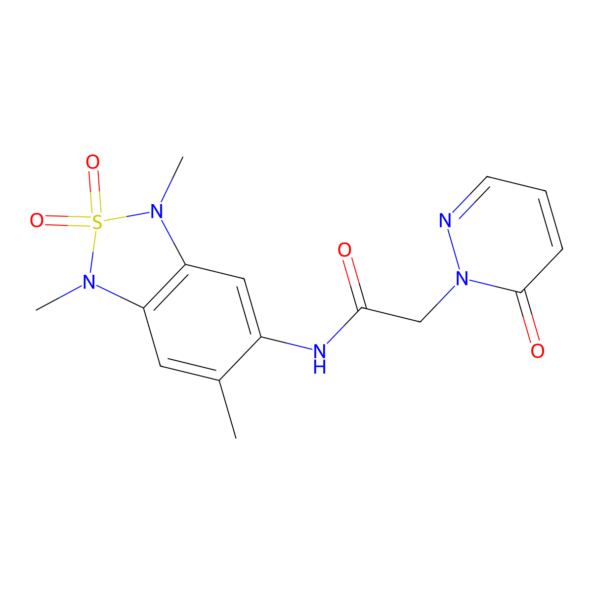 2-(6-oxopyridazin-1(6H)-yl)-N-(1,3,6-trimethyl-2,2-dioxido-1,3-dihydrobenzo[c][1,2,5]thiadiazol-5-yl)acetamide molecular structure, CAS 2034405-39-3