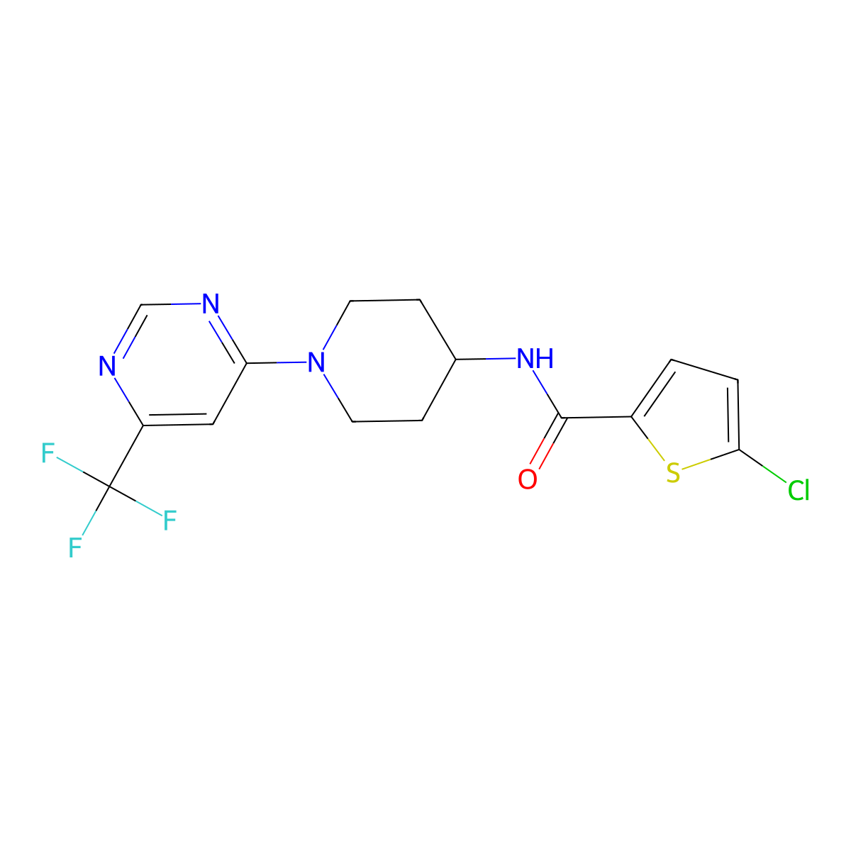 5-chloro-N-(1-(6-(trifluoromethyl)pyrimidin-4-yl)piperidin-4-yl)thiophene-2-carboxamide molecular structure, CAS 2034405-53-1