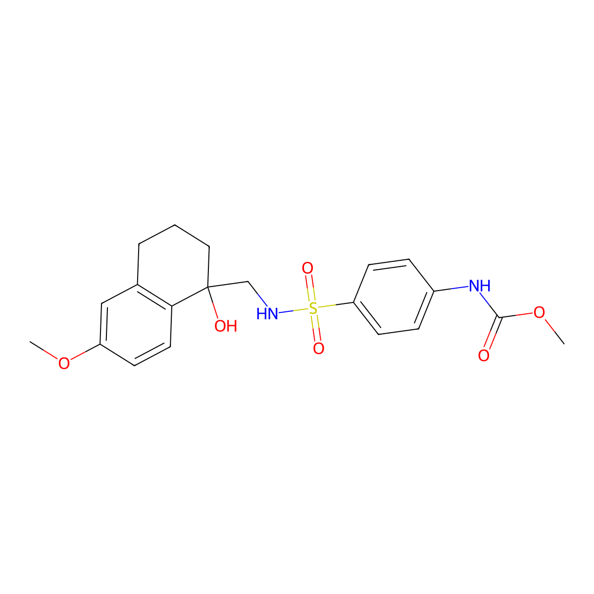 methyl (4-(N-((1-hydroxy-6-methoxy-1,2,3,4-tetrahydronaphthalen-1-yl)methyl)sulfamoyl)phenyl)carbamate molecular structure, CAS 2034405-54-2