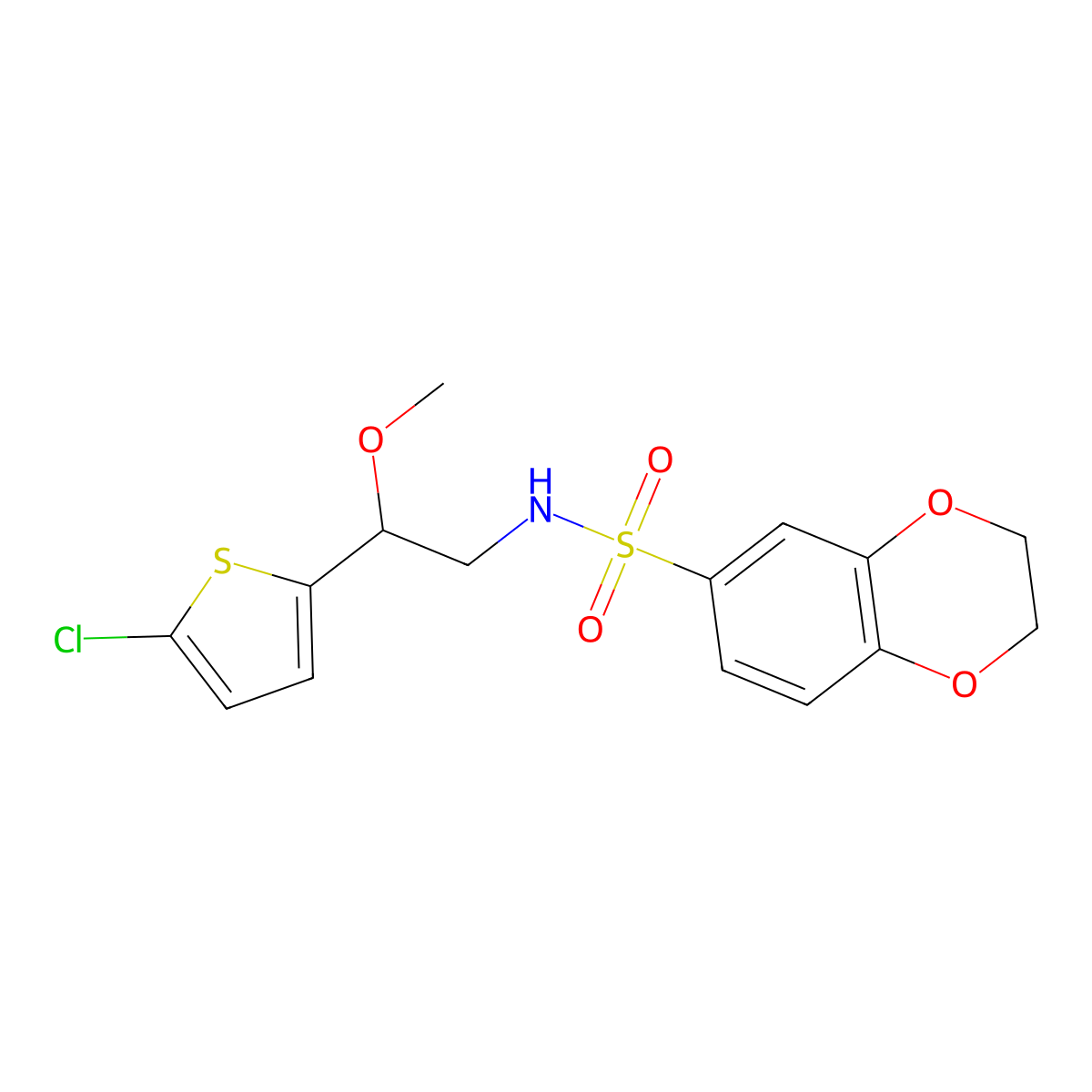 N-(2-(5-chlorothiophen-2-yl)-2-methoxyethyl)-2,3-dihydrobenzo[b][1,4]dioxine-6-sulfonamide molecular structure, CAS 2034405-55-3
