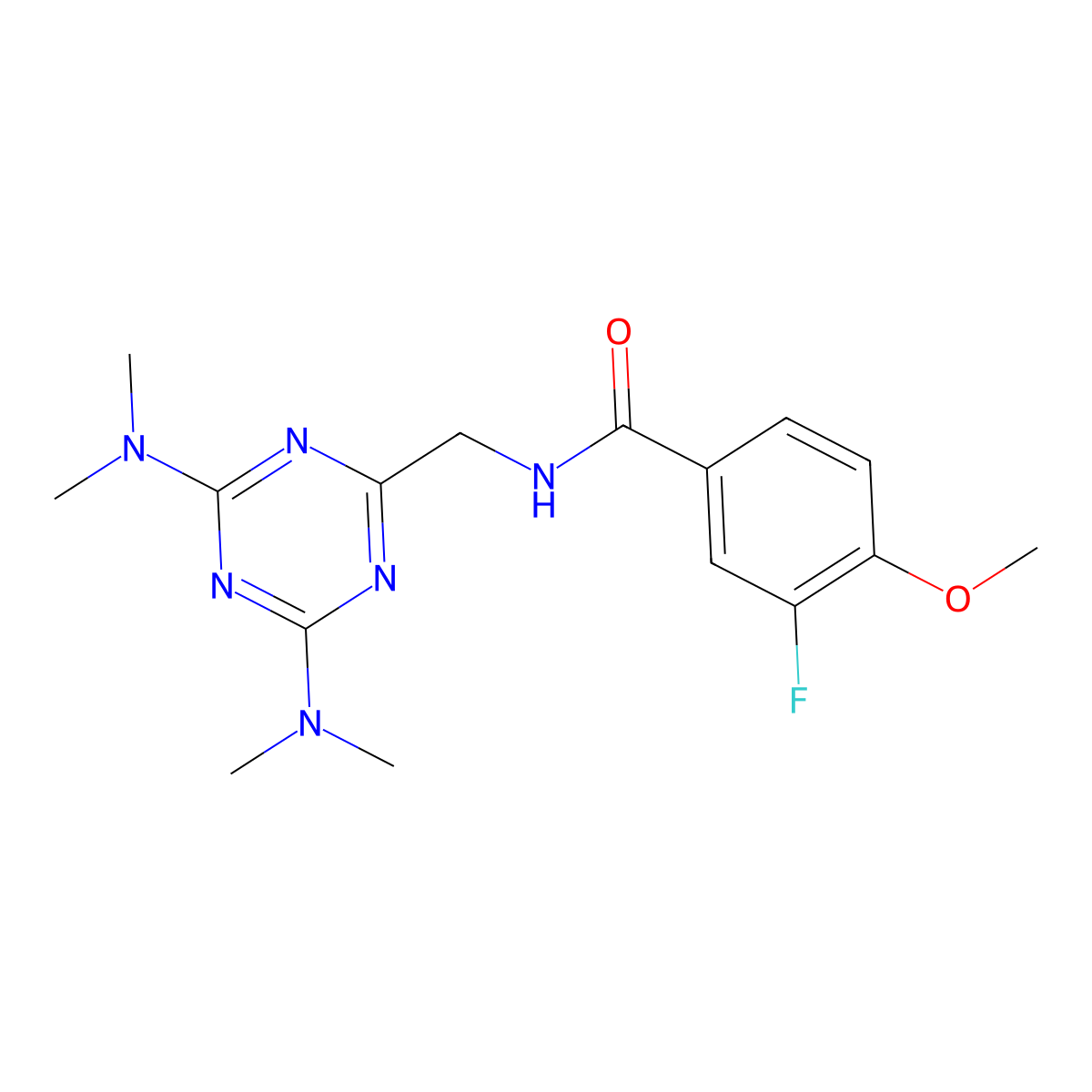 N-{[4,6-bis(dimethylamino)-1,3,5-triazin-2-yl]methyl}-3-fluoro-4-methoxybenzamide molecular structure, CAS 2034405-64-4