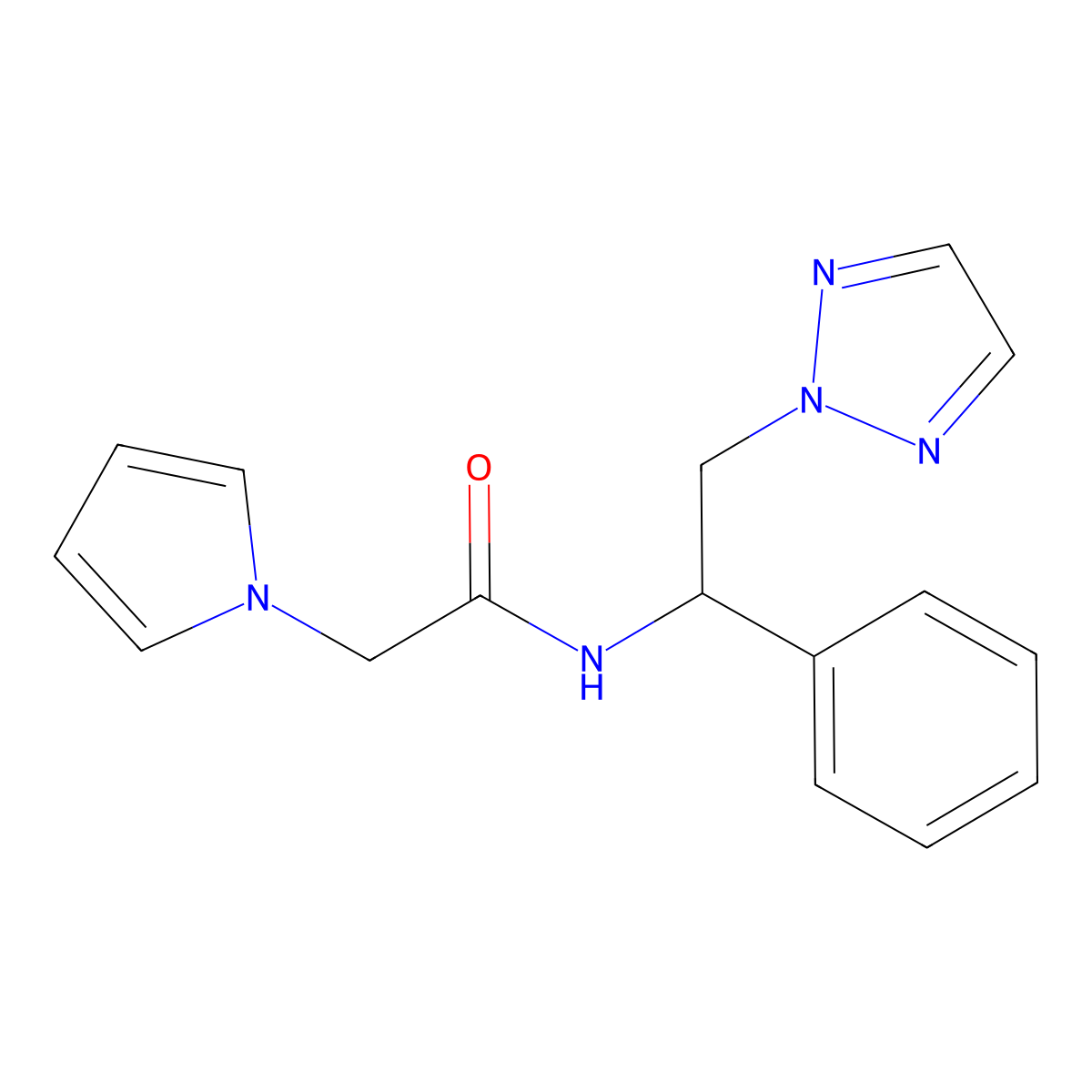 N-(1-phenyl-2-(2H-1,2,3-triazol-2-yl)ethyl)-2-(1H-pyrrol-1-yl)acetamide molecular structure, CAS 2034405-67-7