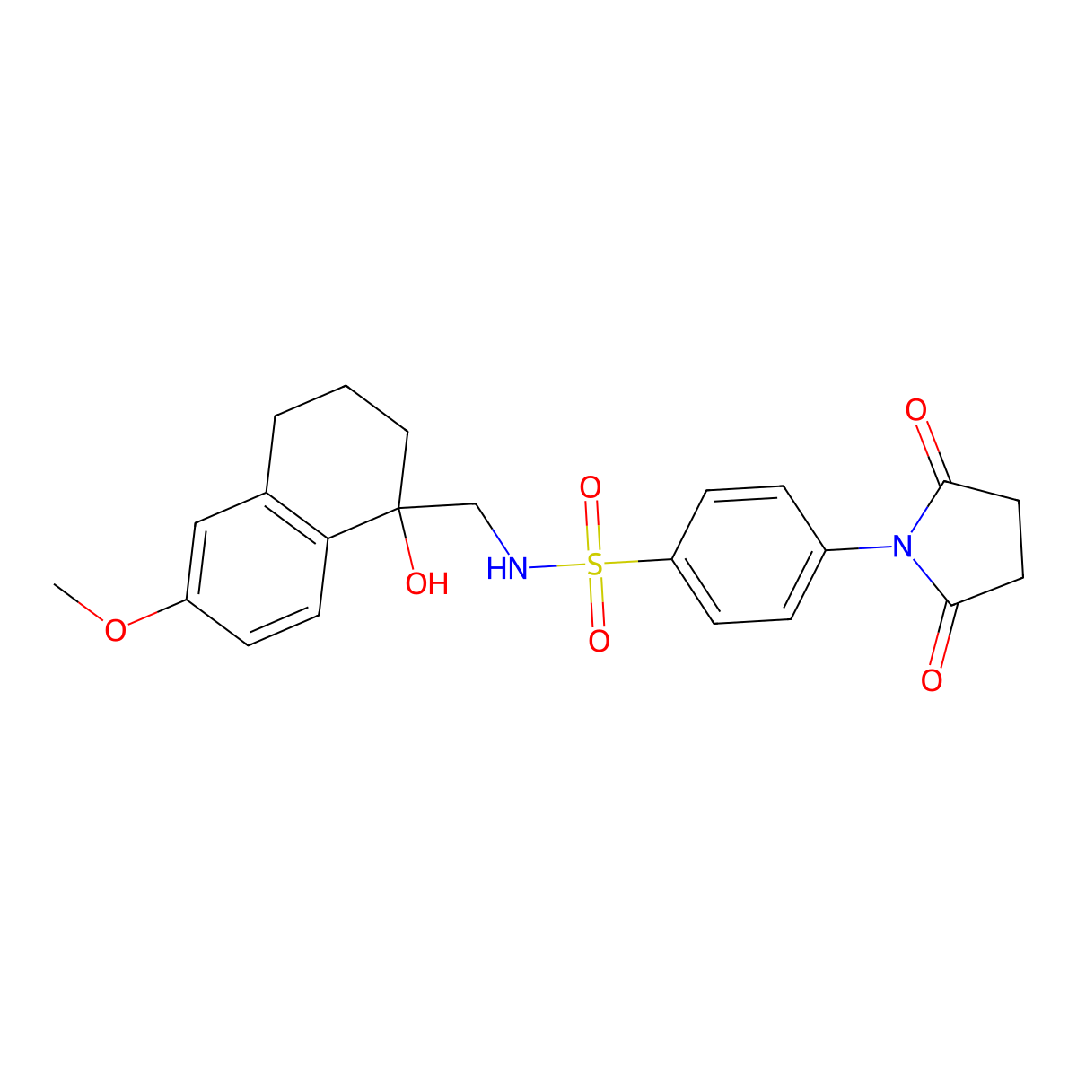 4-(2,5-dioxopyrrolidin-1-yl)-N-((1-hydroxy-6-methoxy-1,2,3,4-tetrahydronaphthalen-1-yl)methyl)benzenesulfonamide molecular structure, CAS 2034405-68-8