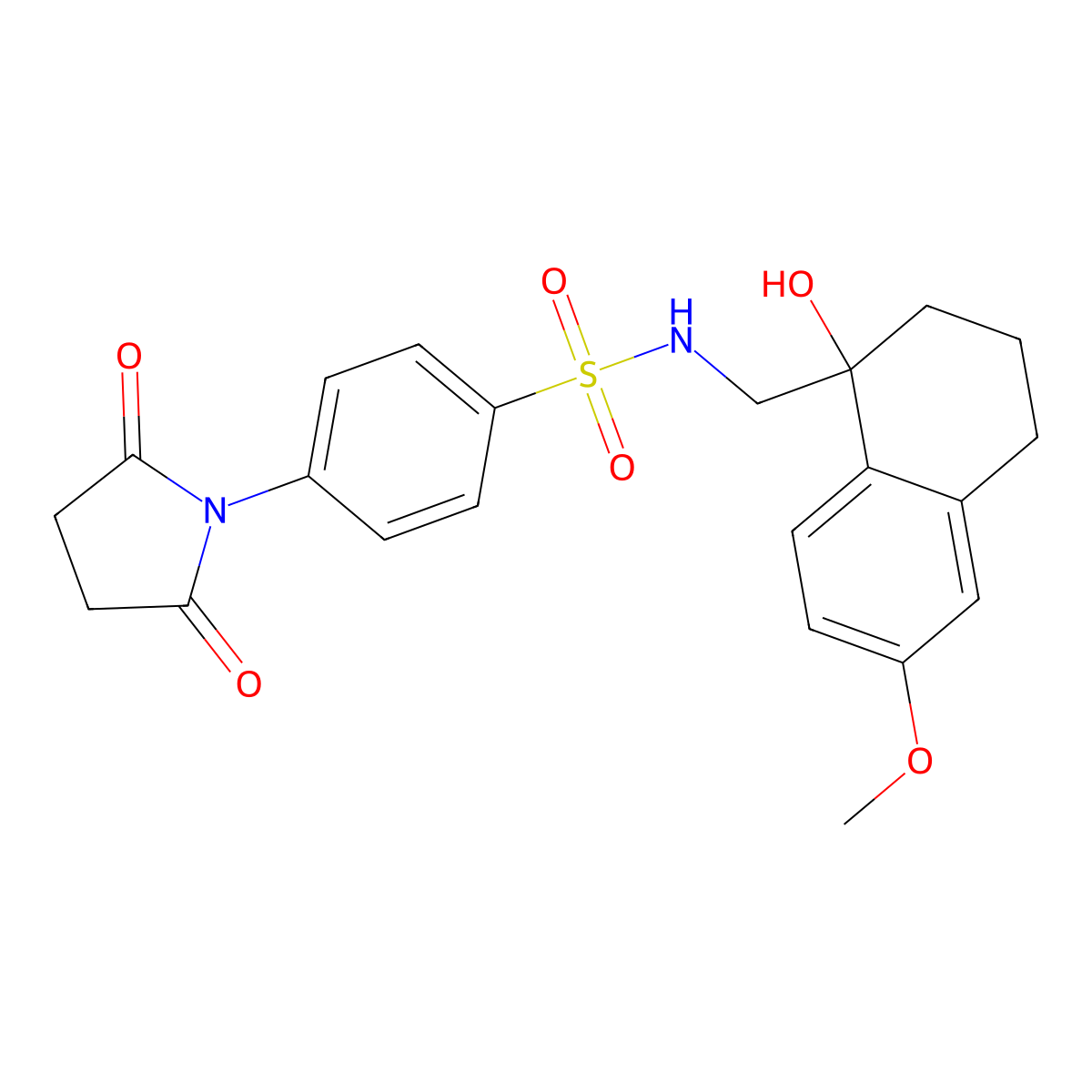 4-(2,5-dioxopyrrolidin-1-yl)-N-((1-hydroxy-6-methoxy-1,2,3,4-tetrahydronaphthalen-1-yl)methyl)benzenesulfonamide molecular structure, CAS 2034405-68-8