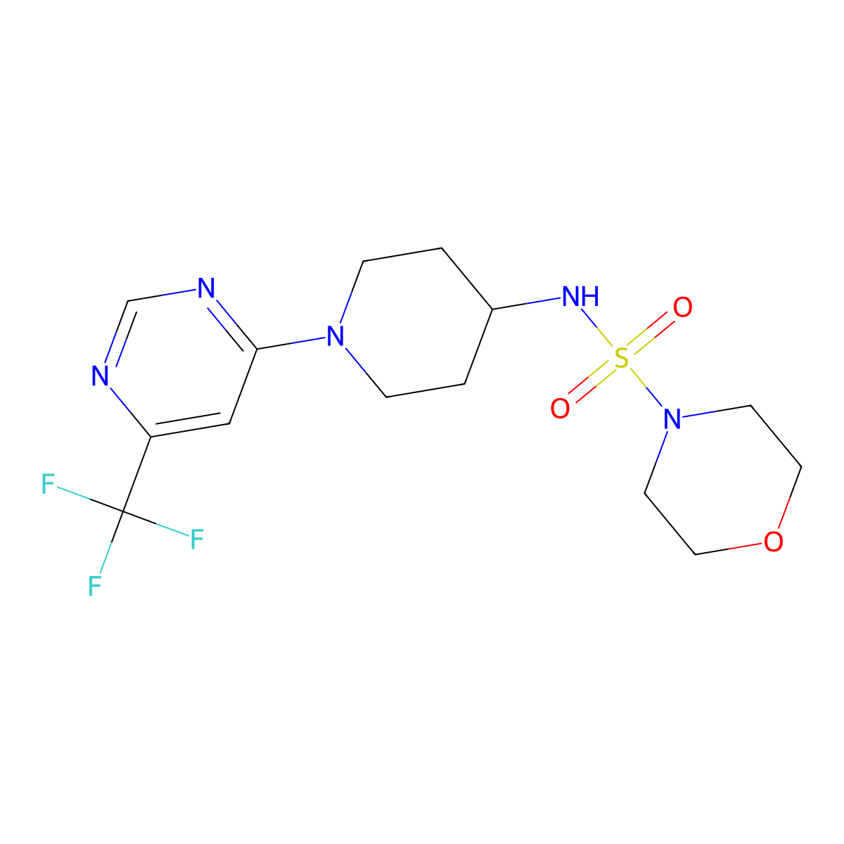 N-{1-[6-(trifluoromethyl)pyrimidin-4-yl]piperidin-4-yl}morpholine-4-sulfonamide molecular structure, CAS 2034405-72-4