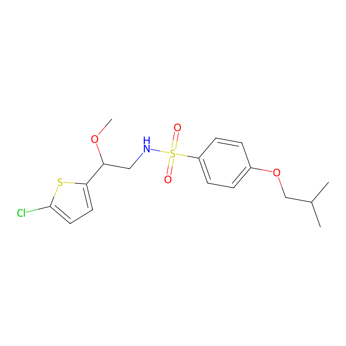 N-(2-(5-chlorothiophen-2-yl)-2-methoxyethyl)-4-isobutoxybenzenesulfonamide molecular structure, CAS 2034405-78-0