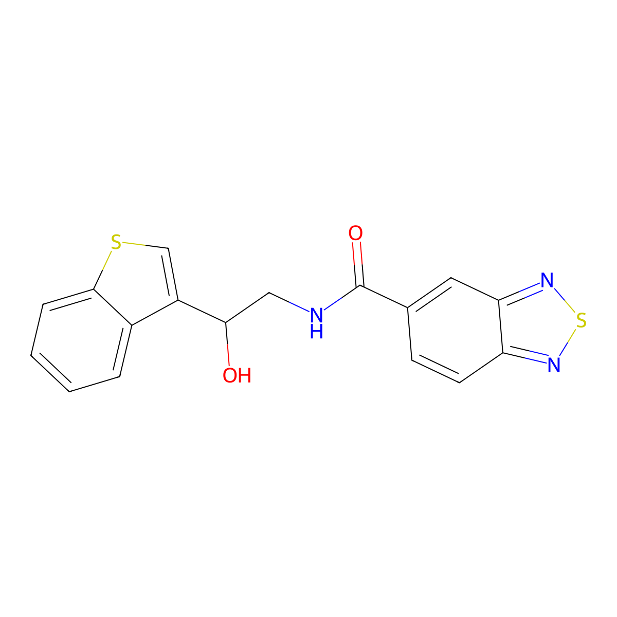 N-[2-(1-benzothiophen-3-yl)-2-hydroxyethyl]-2,1,3-benzothiadiazole-5-carboxamide molecular structure, CAS 2034405-83-7