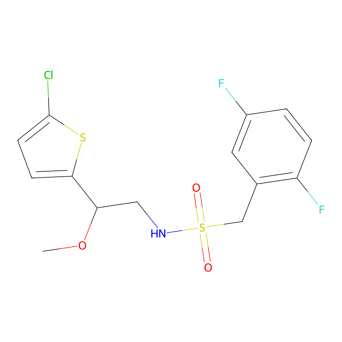 N-[2-(5-chlorothiophen-2-yl)-2-methoxyethyl]-1-(2,5-difluorophenyl)methanesulfonamide molecular structure, CAS 2034405-86-0