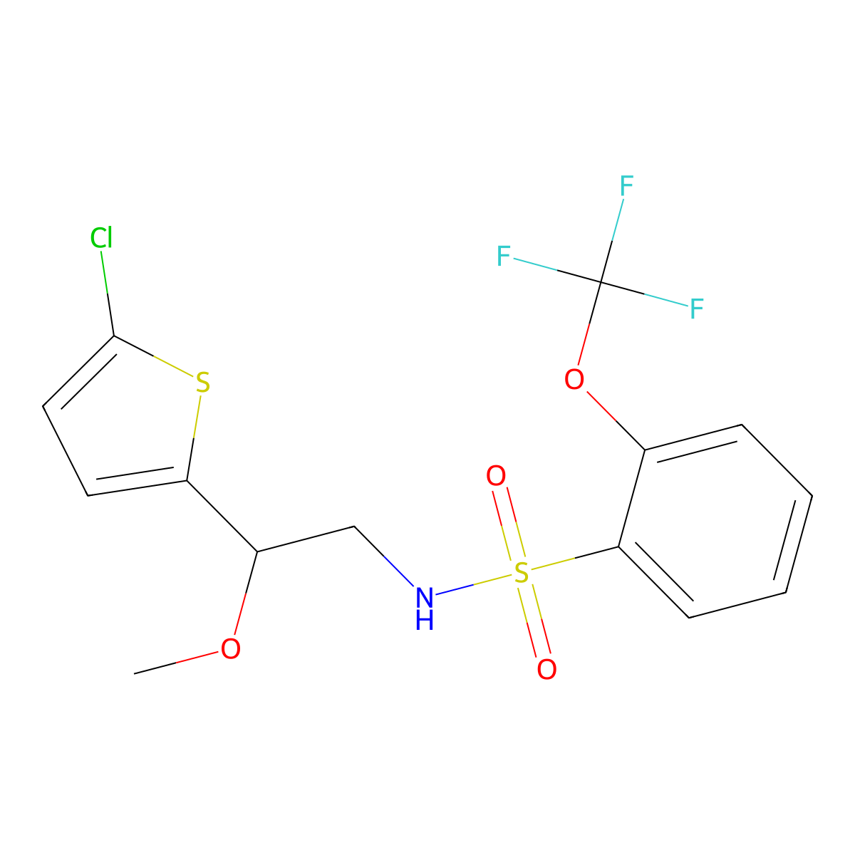 N-(2-(5-chlorothiophen-2-yl)-2-methoxyethyl)-2-(trifluoromethoxy)benzenesulfonamide molecular structure, CAS 2034405-95-1