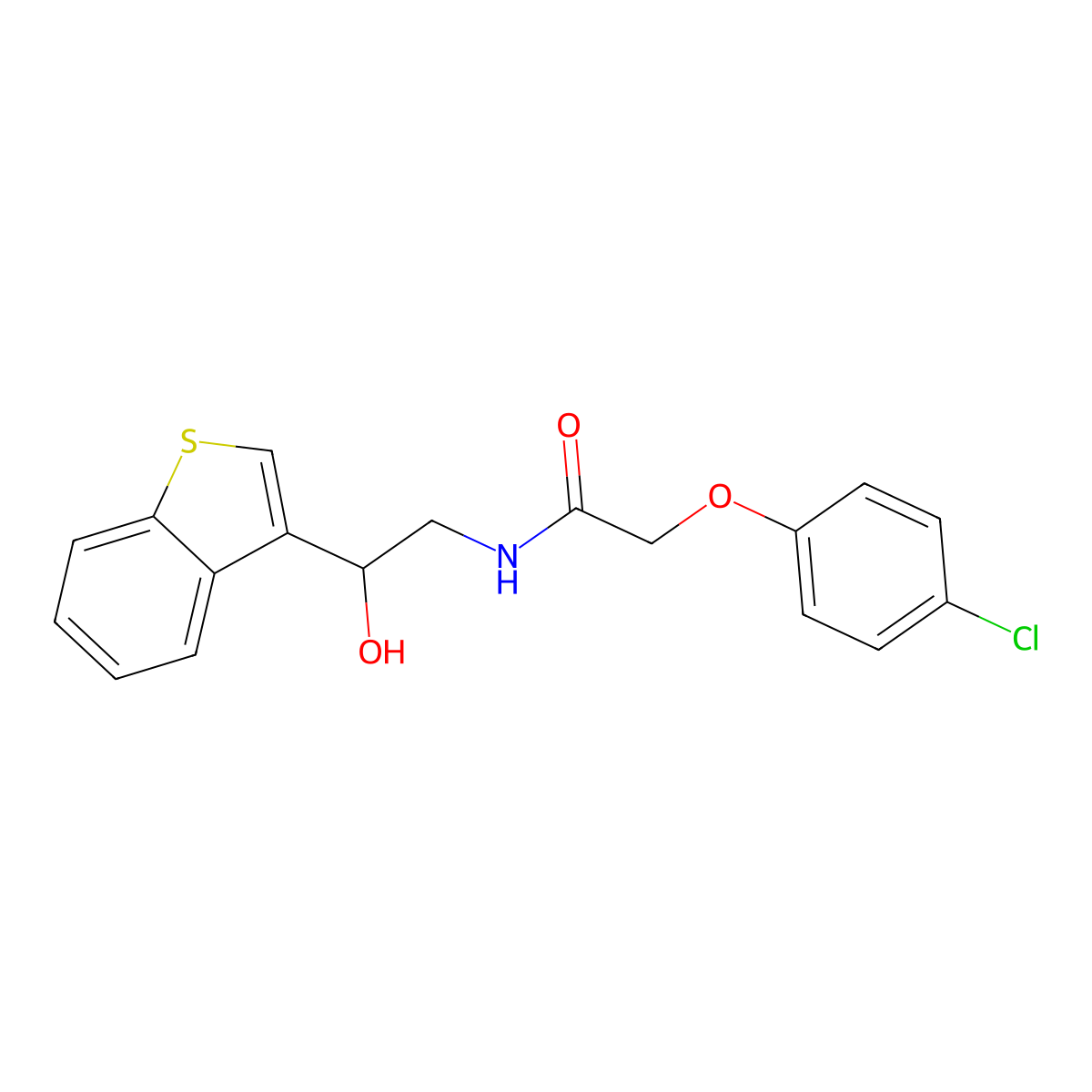 N-(2-(benzo[b]thiophen-3-yl)-2-hydroxyethyl)-2-(4-chlorophenoxy)acetamide molecular structure, CAS 2034405-96-2