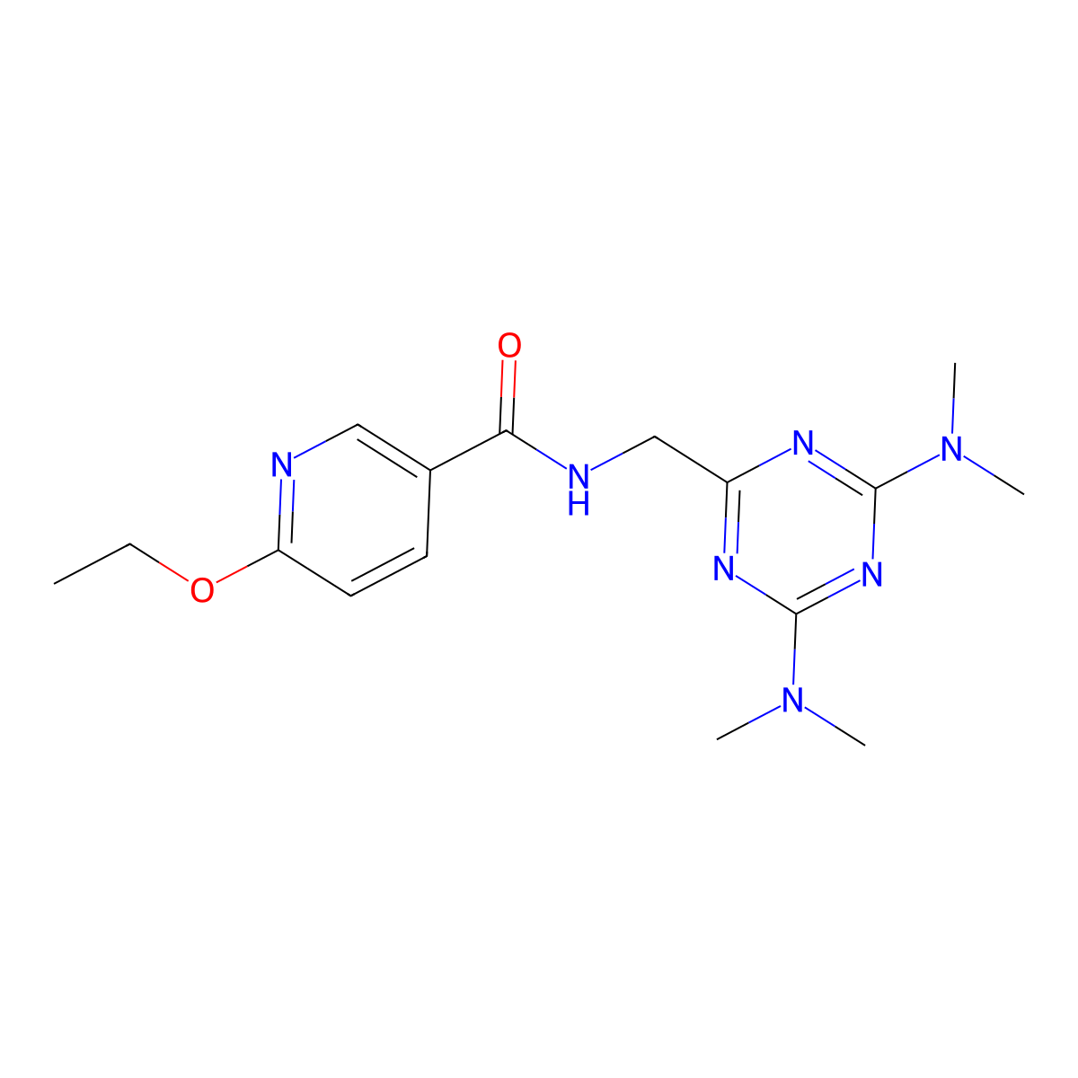 N-((4,6-bis(dimethylamino)-1,3,5-triazin-2-yl)methyl)-6-ethoxynicotinamide molecular structure, CAS 2034406-00-1