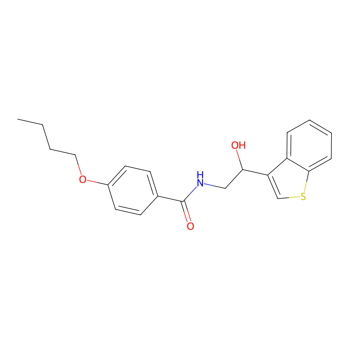 N-(2-(benzo[b]thiophen-3-yl)-2-hydroxyethyl)-4-butoxybenzamide molecular structure, CAS 2034406-07-8