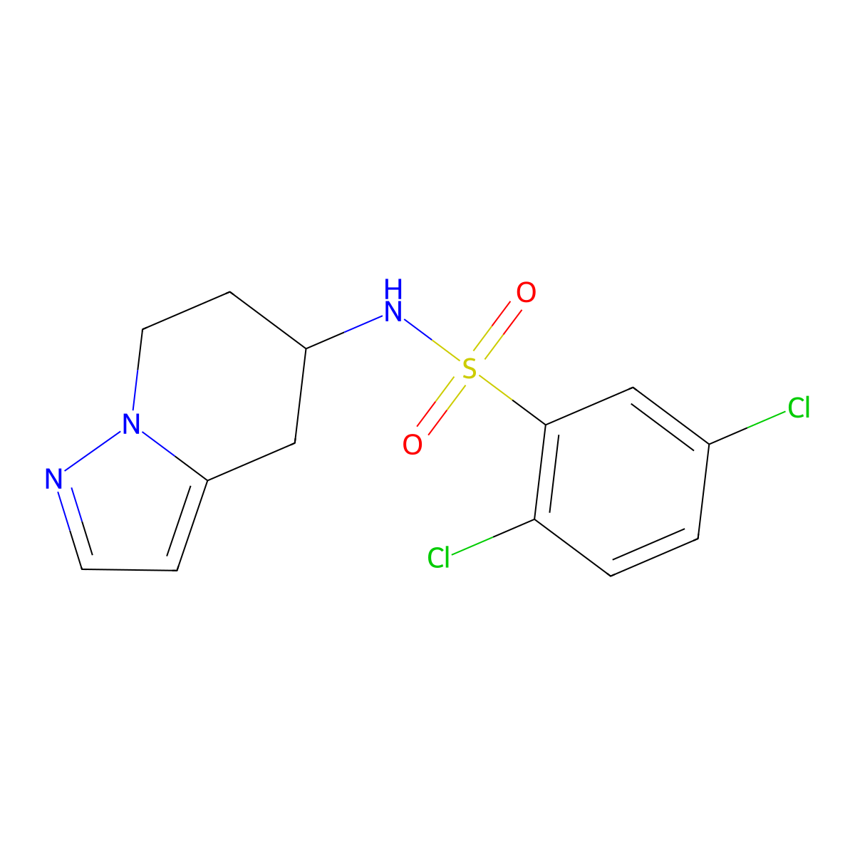 2,5-dichloro-N-(4,5,6,7-tetrahydropyrazolo[1,5-a]pyridin-5-yl)benzenesulfonamide molecular structure, CAS 2034406-08-9