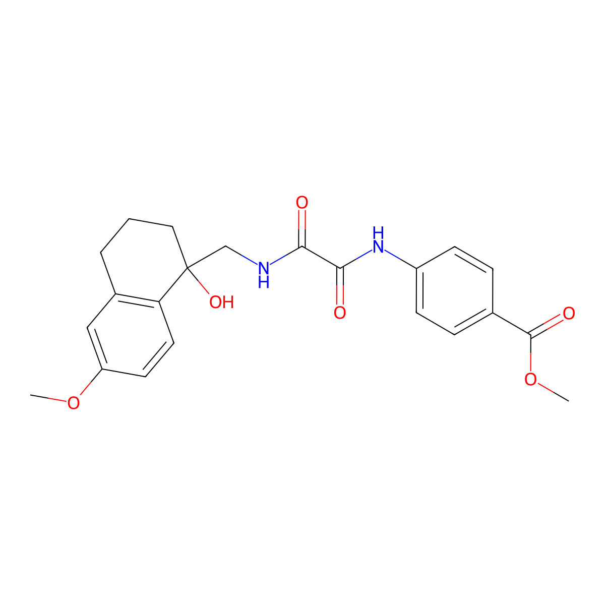 Methyl 4-(2-(((1-hydroxy-6-methoxy-1,2,3,4-tetrahydronaphthalen-1-yl)methyl)amino)-2-oxoacetamido)benzoate molecular structure, CAS 2034406-09-0
